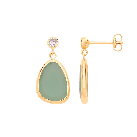 9ct Yellow Gold Cubic Zirconia and Green Glass Drop Studs - Luxury Watch - Certified Authenti – Luxury Watch by Imperi