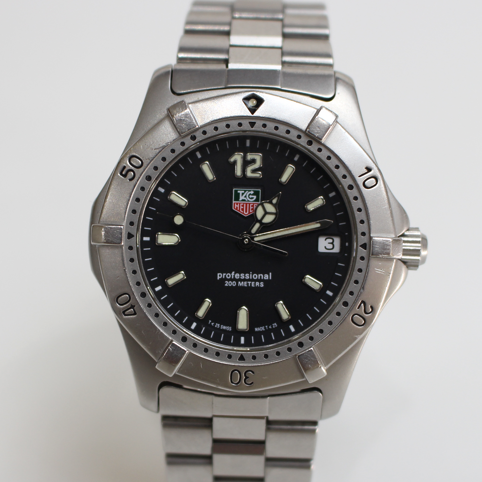 TAG Heuer 2000 Professional WK1110-0 Black Dial 38mm Stainless Steel Quartz Watch