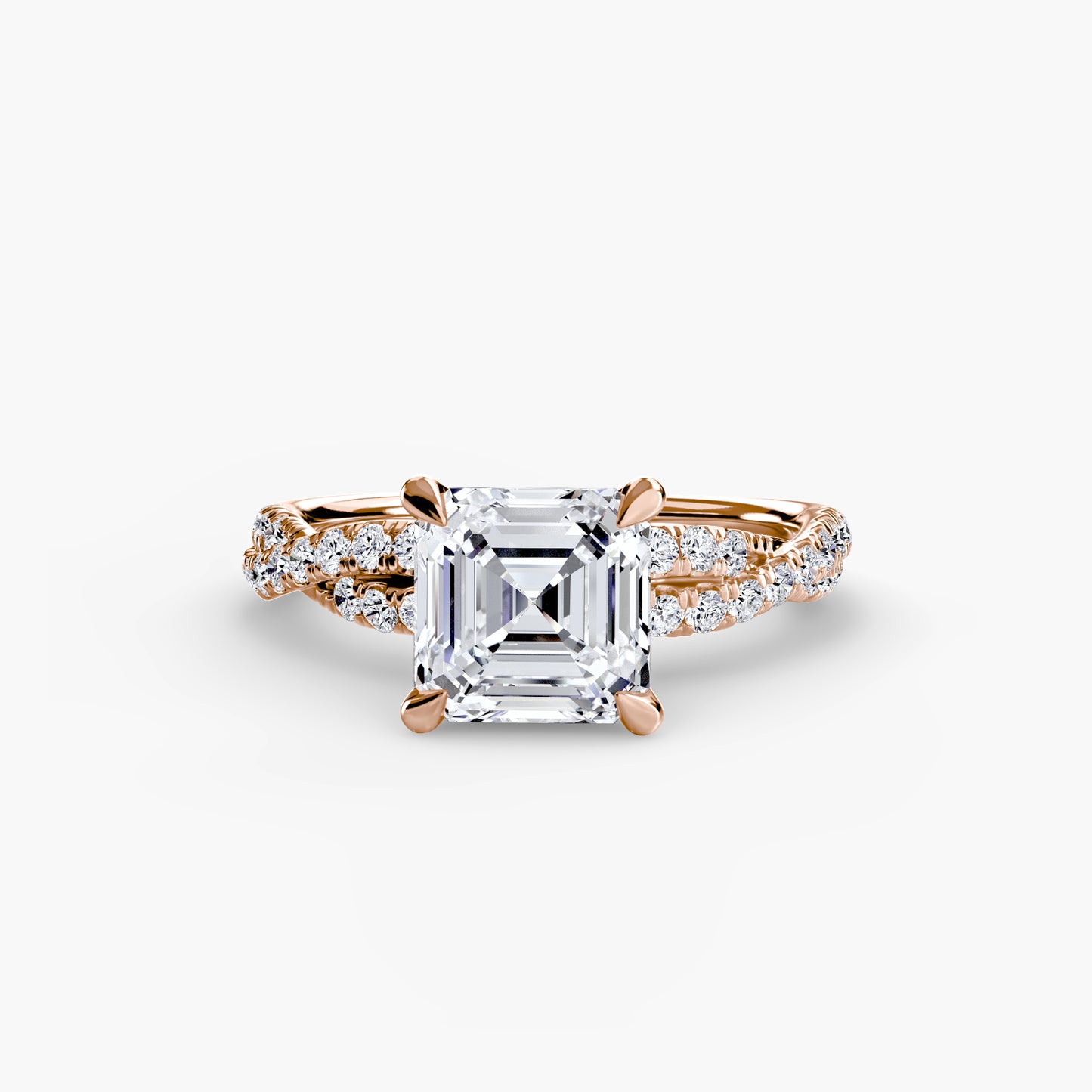 Twisted Pavé Solitaire Engagement Ring 0.50ct–3.00ct with 0.27ct Side Stones in Classic Wedding Style | Imperial Time