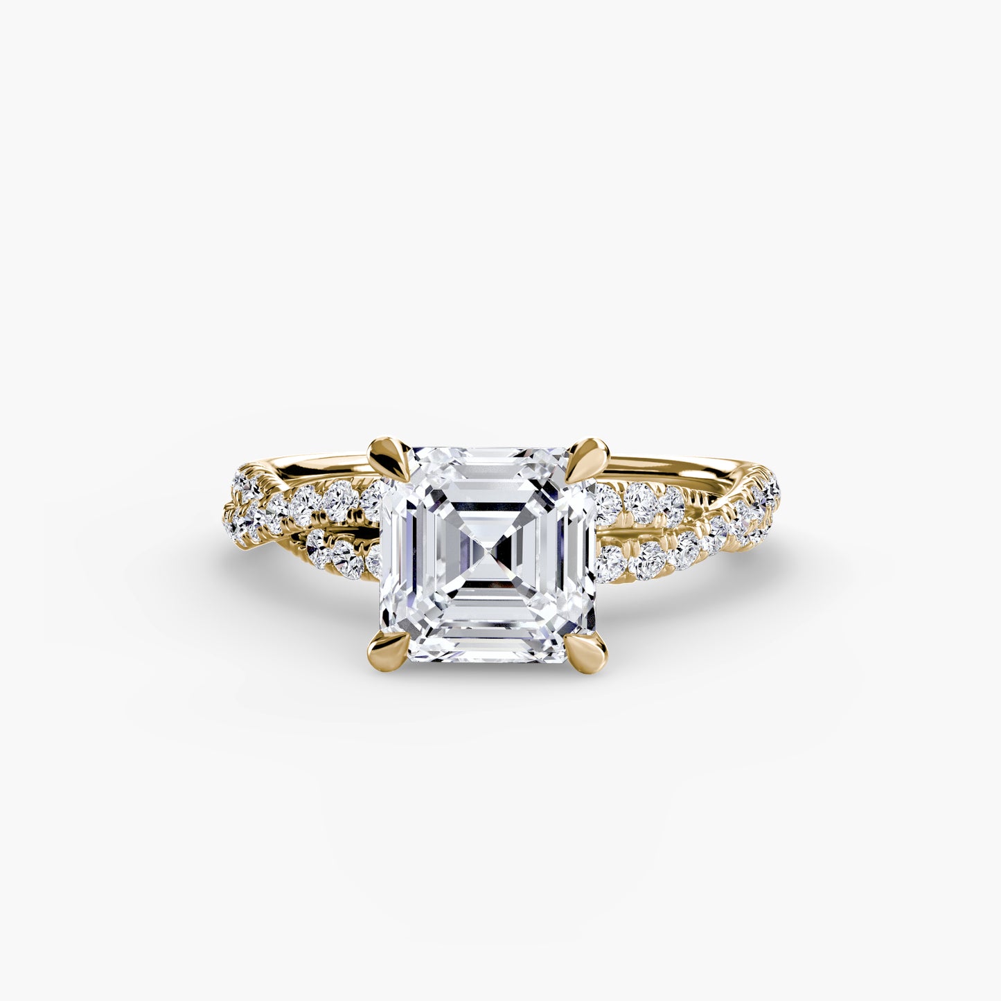 Twisted Pavé Solitaire Engagement Ring 0.50ct–3.00ct with 0.27ct Side Stones in Classic Wedding Style | Imperial Time