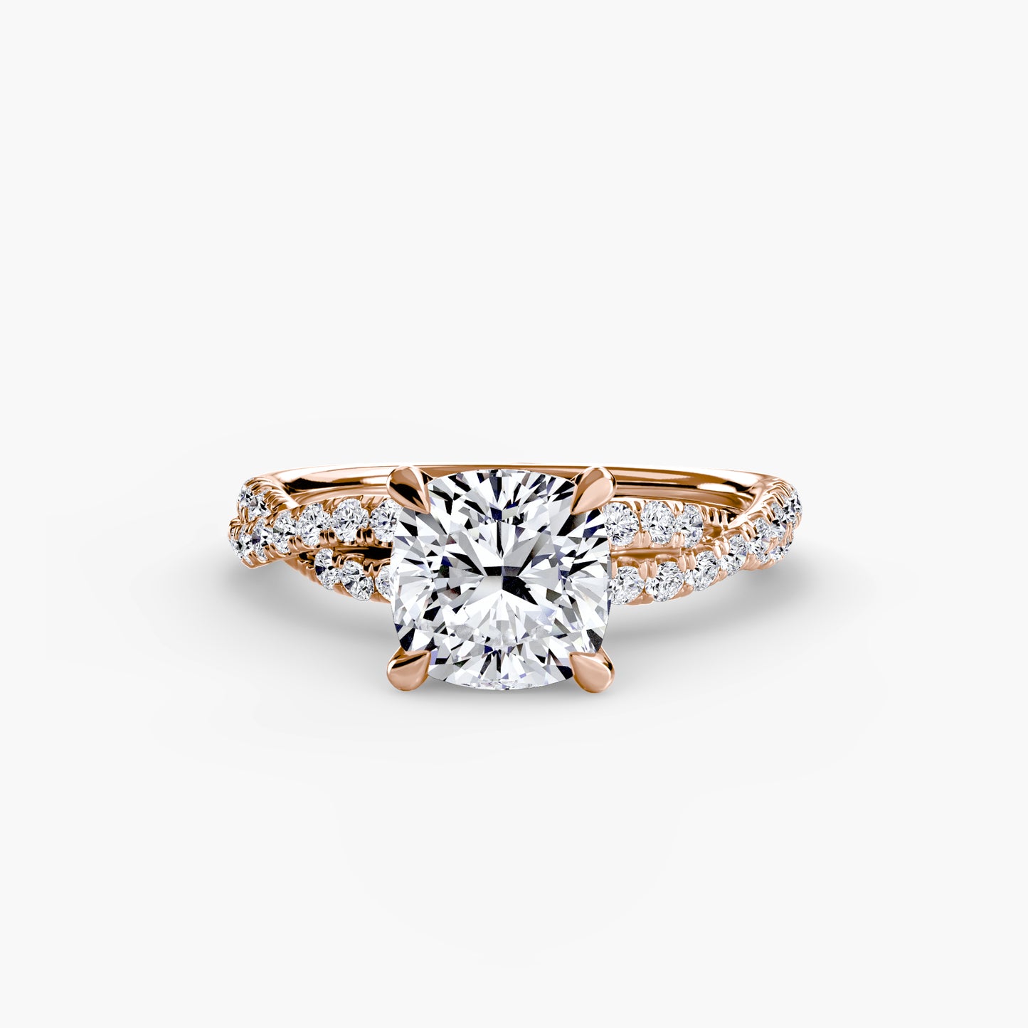 Twisted Pavé Solitaire Engagement Ring 0.50ct–3.00ct with 0.27ct Side Stones in Classic Wedding Style | Imperial Time