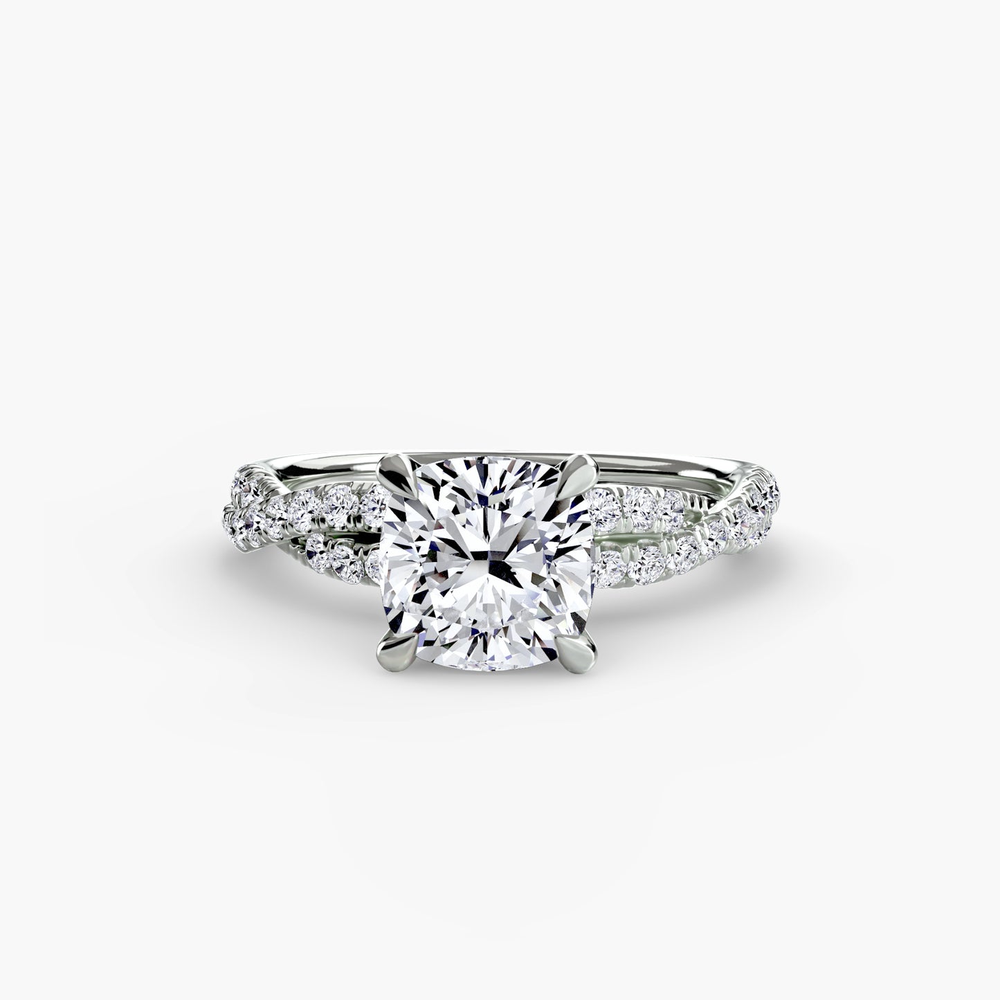 Twisted Pavé Solitaire Engagement Ring 0.50ct–3.00ct with 0.27ct Side Stones in Classic Wedding Style | Imperial Time
