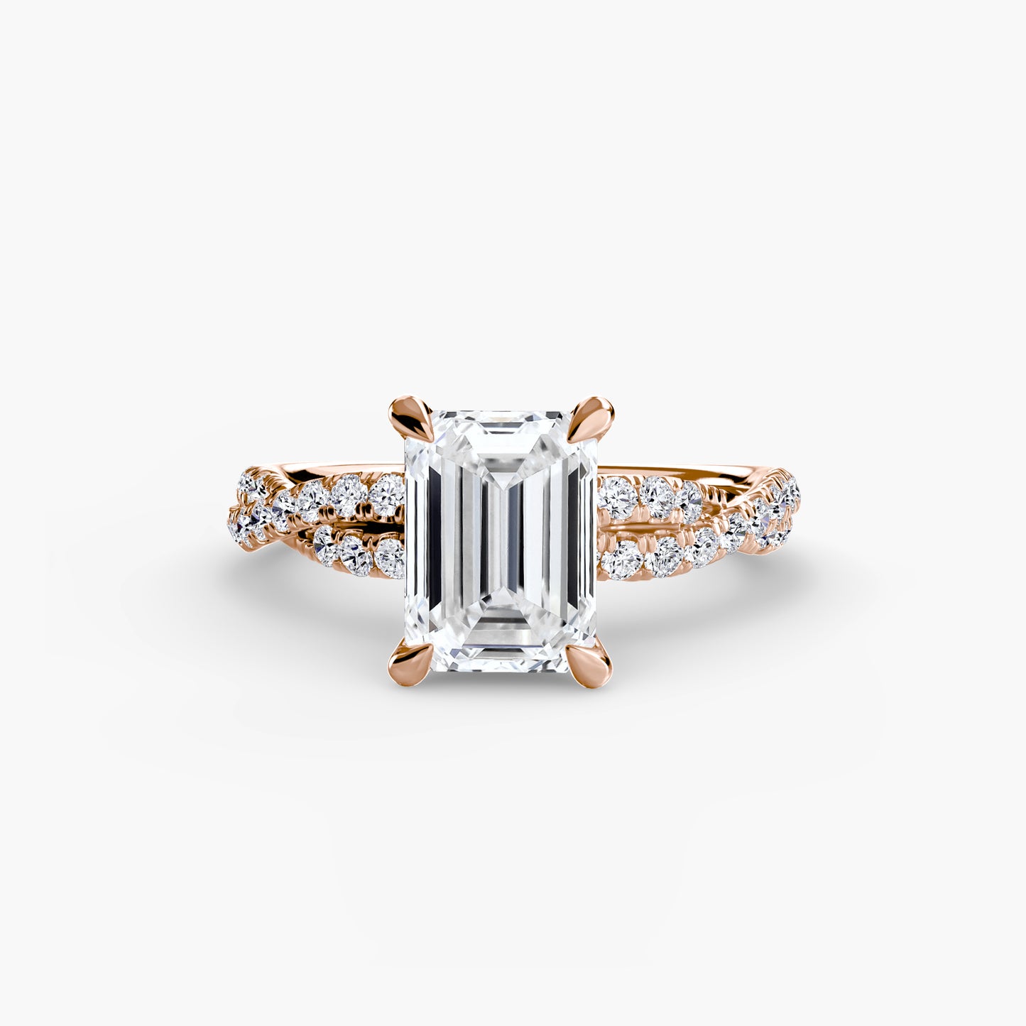 Twisted Pavé Solitaire Engagement Ring 0.50ct–3.00ct with 0.27ct Side Stones in Classic Wedding Style | Imperial Time