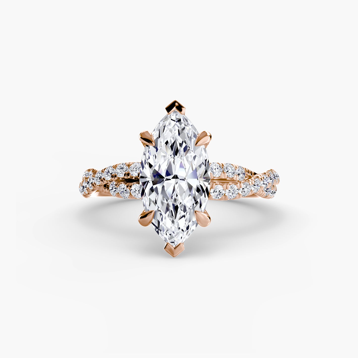 Twisted Pavé Solitaire Engagement Ring 0.50ct–3.00ct with 0.27ct Side Stones in Classic Wedding Style | Imperial Time