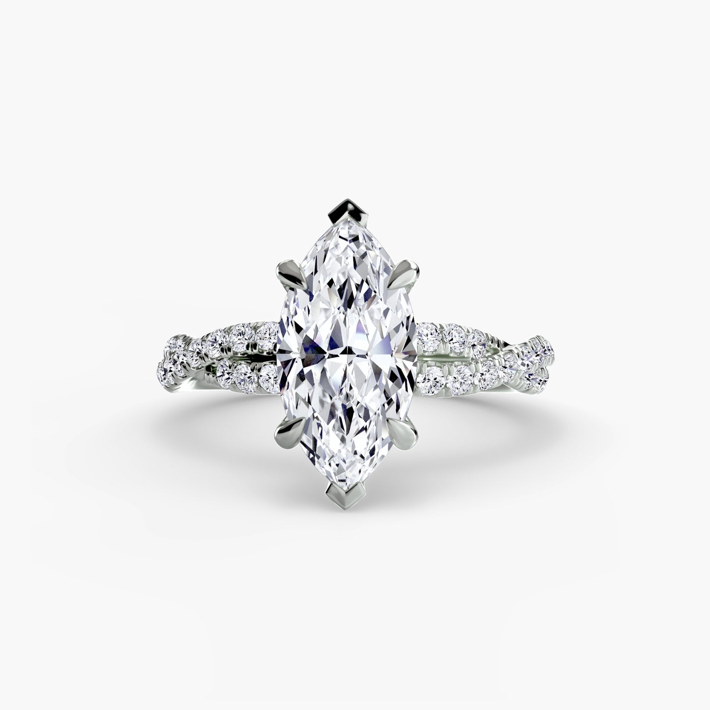 Twisted Pavé Solitaire Engagement Ring 0.50ct–3.00ct with 0.27ct Side Stones in Classic Wedding Style | Imperial Time