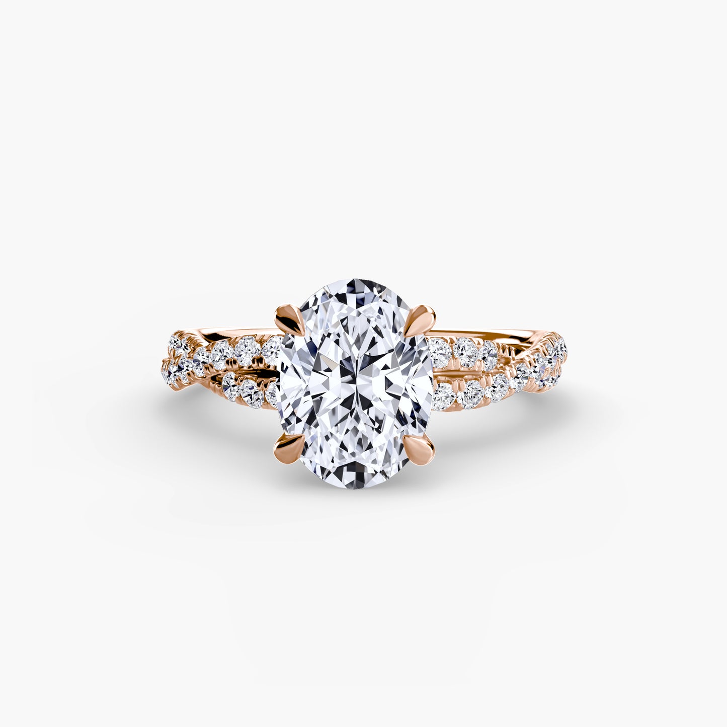 Twisted Pavé Solitaire Engagement Ring 0.50ct–3.00ct with 0.27ct Side Stones in Classic Wedding Style | Imperial Time