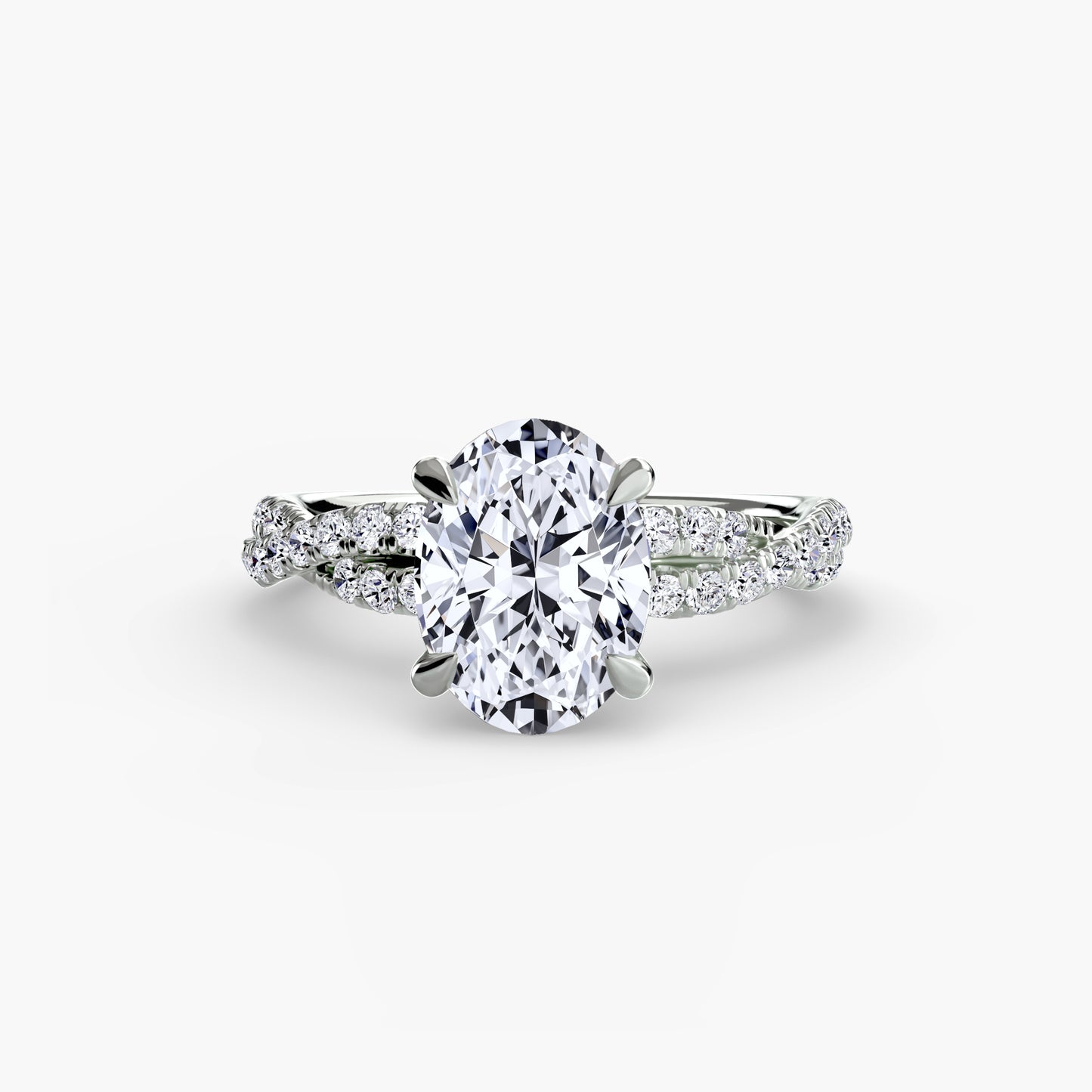 Twisted Pavé Solitaire Engagement Ring 0.50ct–3.00ct with 0.27ct Side Stones in Classic Wedding Style | Imperial Time