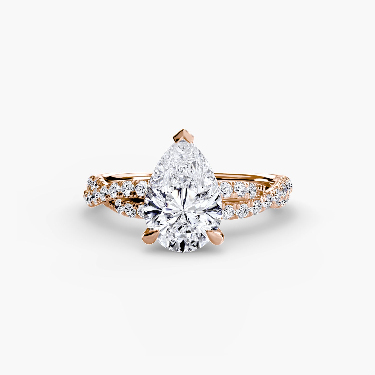Twisted Pavé Solitaire Engagement Ring 0.50ct–3.00ct with 0.27ct Side Stones in Classic Wedding Style | Imperial Time