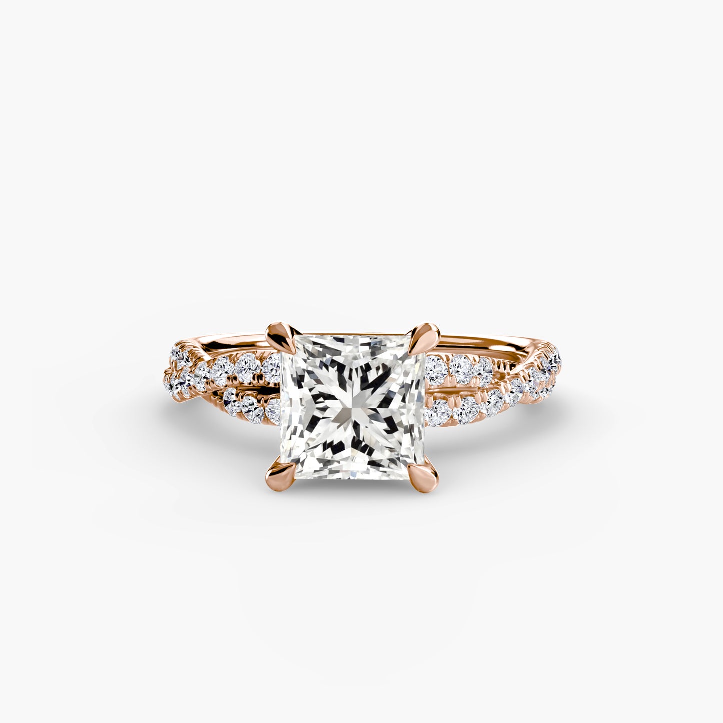 Twisted Pavé Solitaire Engagement Ring 0.50ct–3.00ct with 0.27ct Side Stones in Classic Wedding Style | Imperial Time