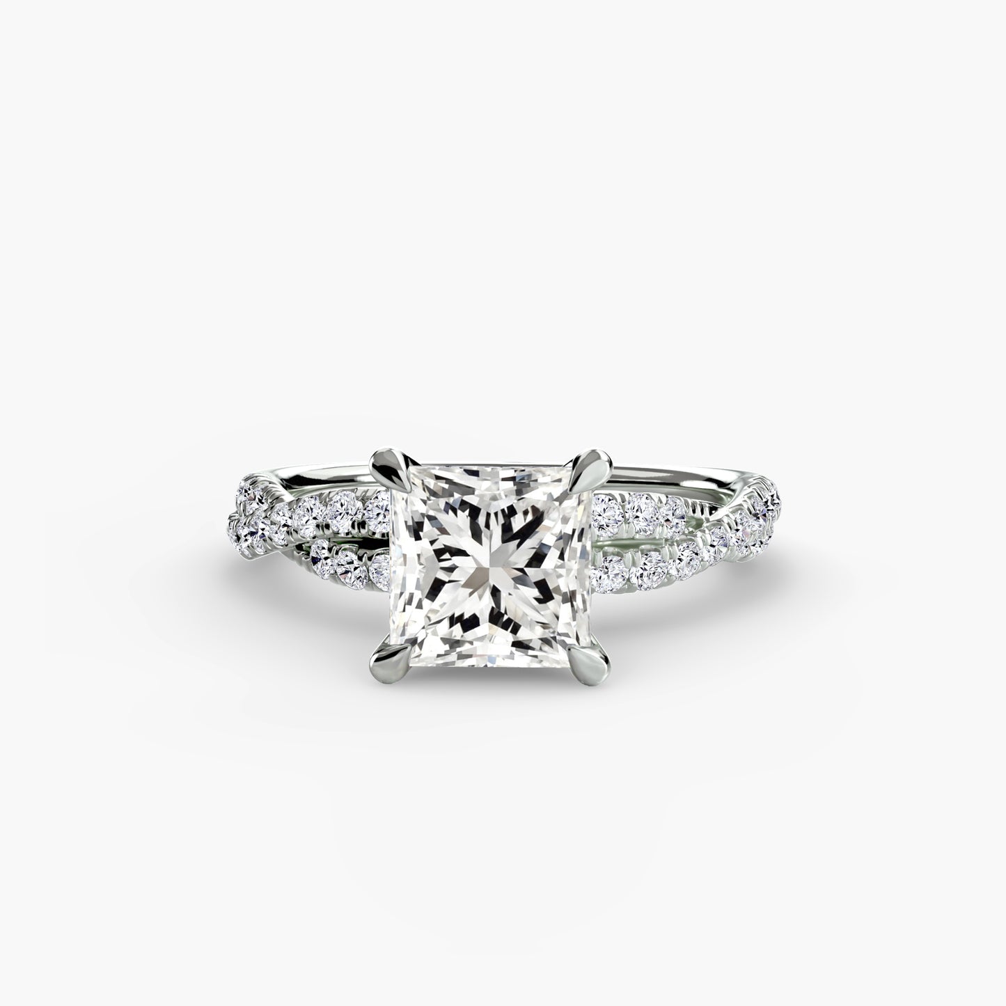 Twisted Pavé Solitaire Engagement Ring 0.50ct–3.00ct with 0.27ct Side Stones in Classic Wedding Style | Imperial Time