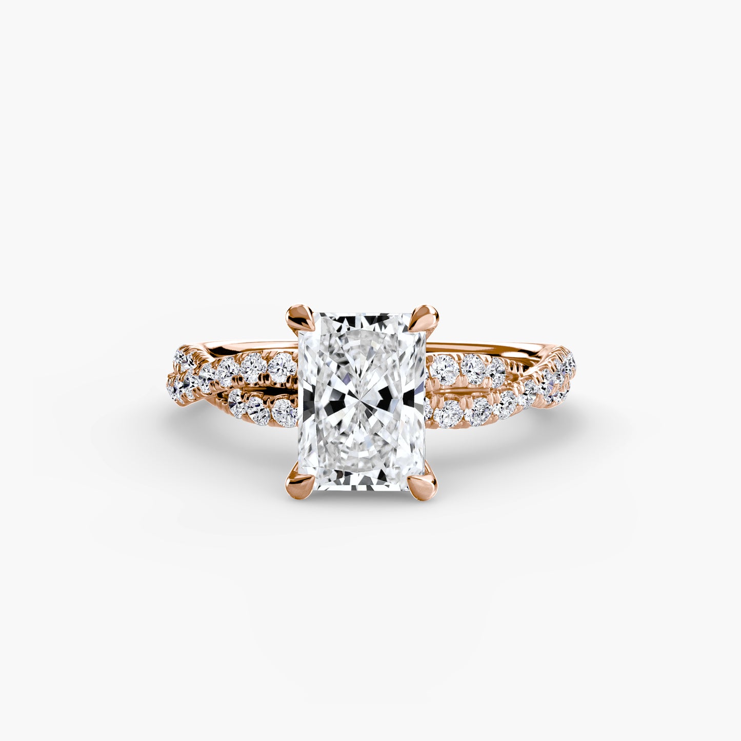 Twisted Pavé Solitaire Engagement Ring 0.50ct–3.00ct with 0.27ct Side Stones in Classic Wedding Style | Imperial Time