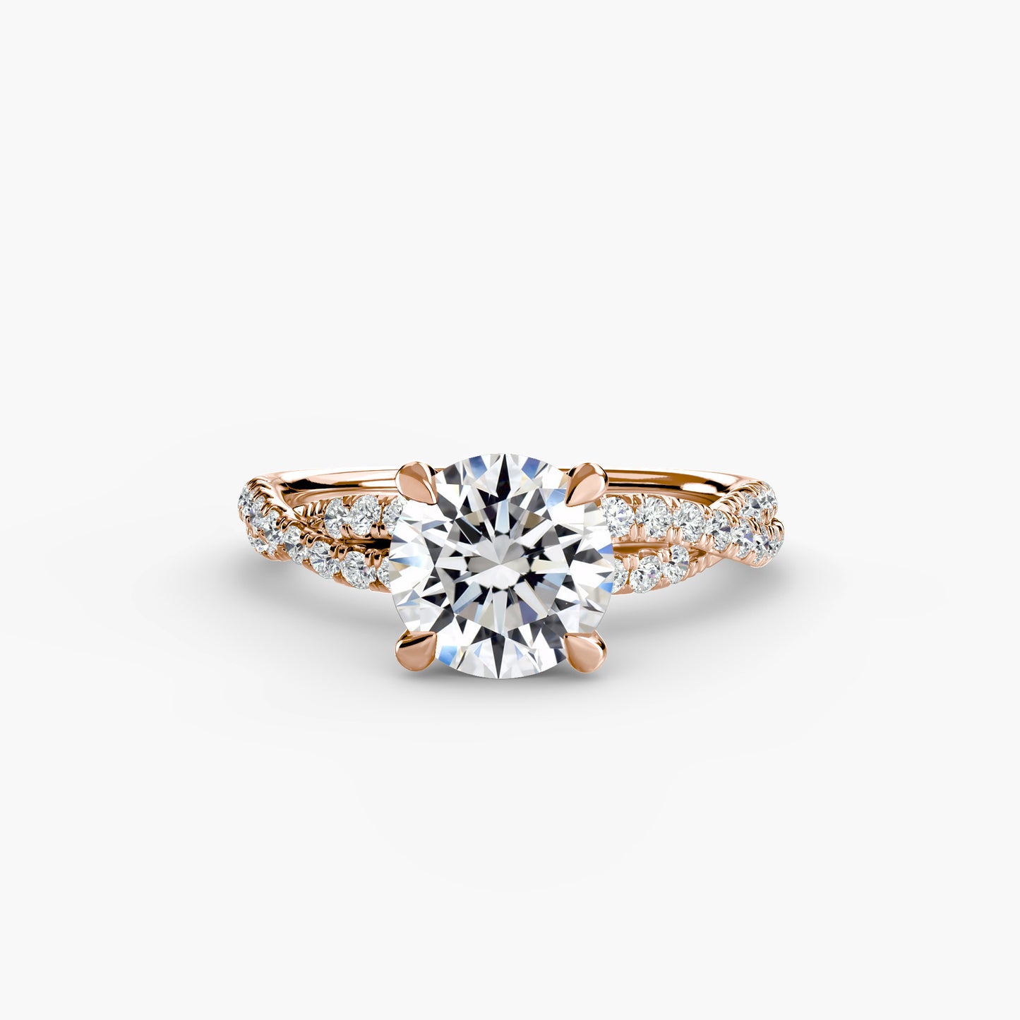 Twisted Pavé Solitaire Engagement Ring 0.50ct–3.00ct with 0.27ct Side Stones in Classic Wedding Style | Imperial Time
