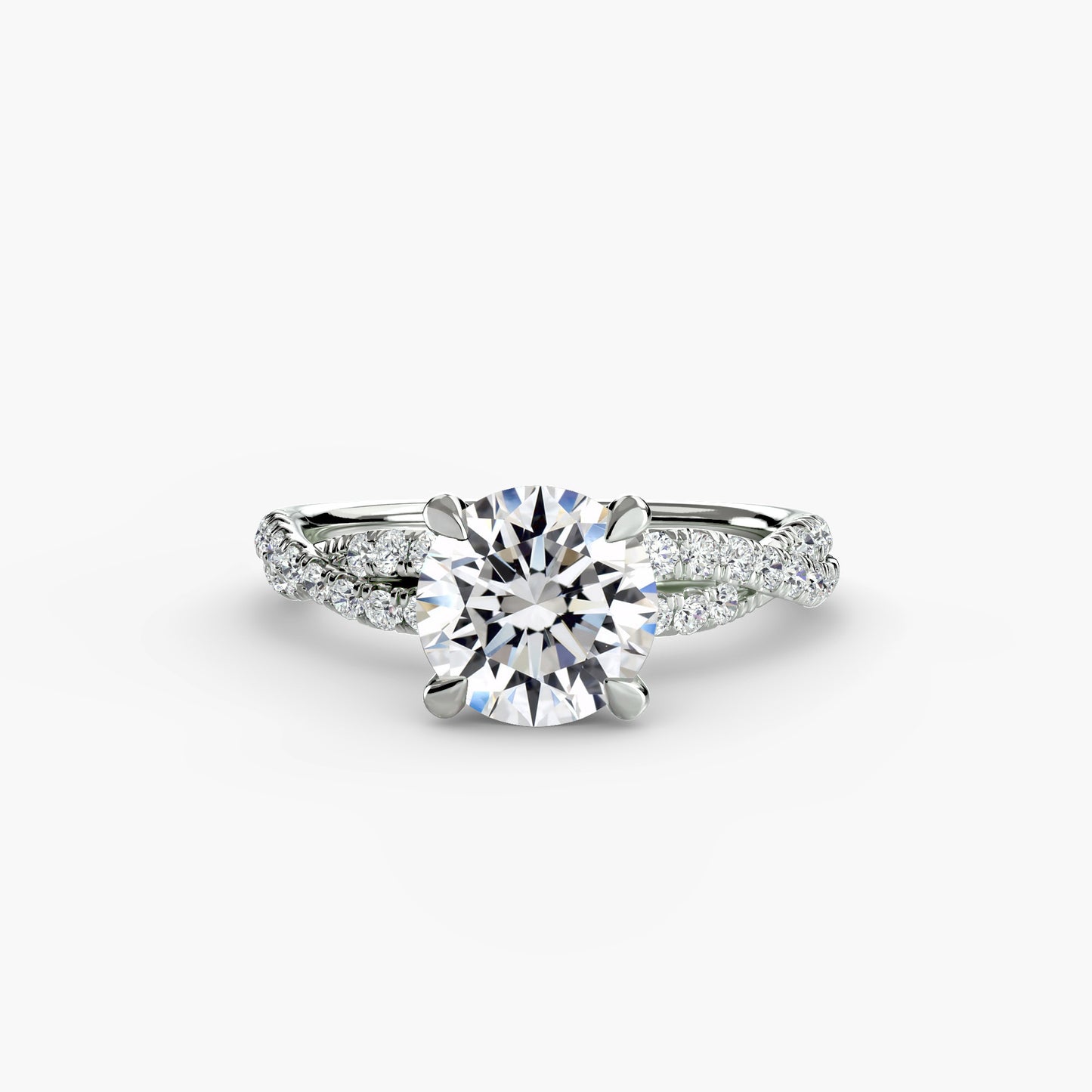 Twisted Pavé Solitaire Engagement Ring 0.50ct–3.00ct with 0.27ct Side Stones in Classic Wedding Style | Imperial Time