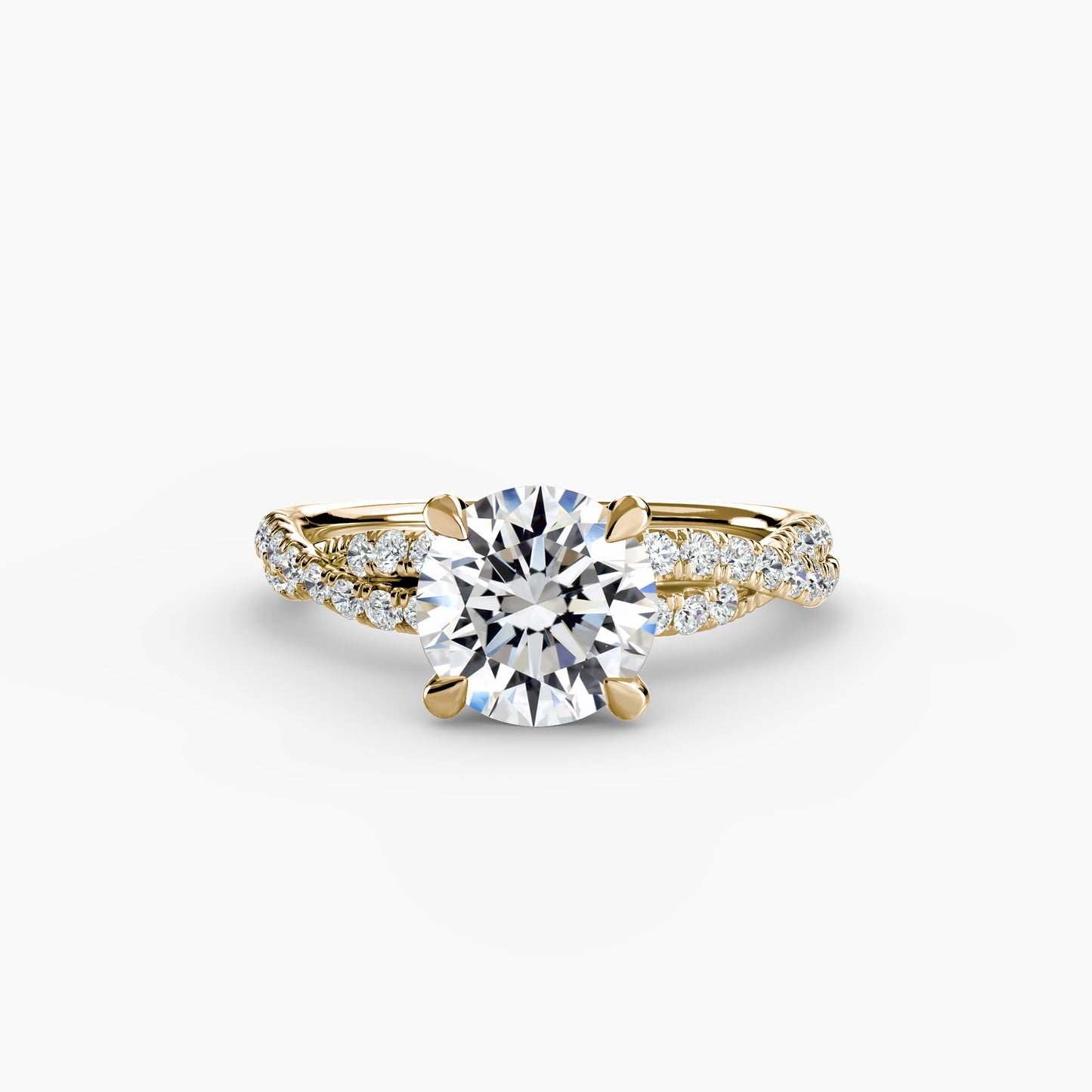 Twisted Pavé Solitaire Engagement Ring 0.50ct–3.00ct with 0.27ct Side Stones in Classic Wedding Style | Imperial Time