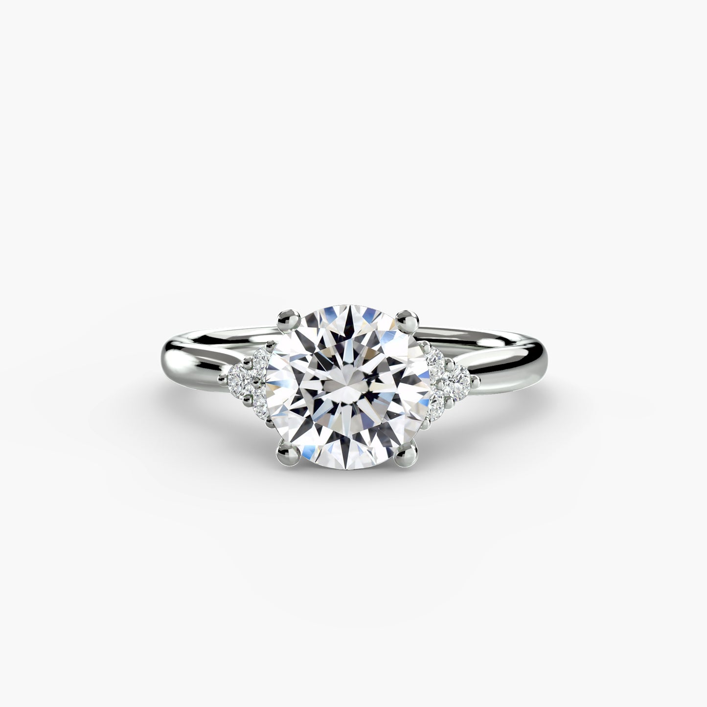 Cluster Shoulder Solitaire Engagement Ring 0.50ct–3.00ct with 0.08ct Side Stones for Women Wedding | Imperial Time UK Ltd