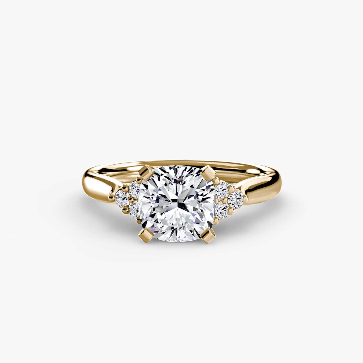 Solitaire Ring with Cluster Shoulders 0.50ct–3.00ct and 0.08ct Side Stones for Women in Wedding Style | Imperial Time