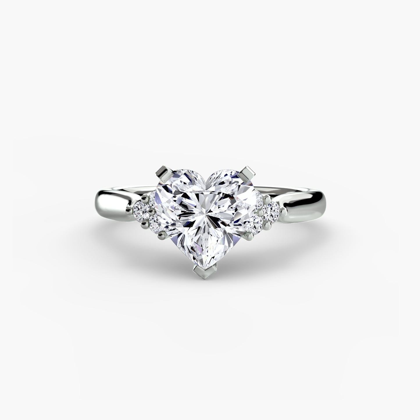Solitaire Ring with Cluster Shoulders 0.50ct–3.00ct and 0.08ct Side Stones for Women in Wedding Style | Imperial Time
