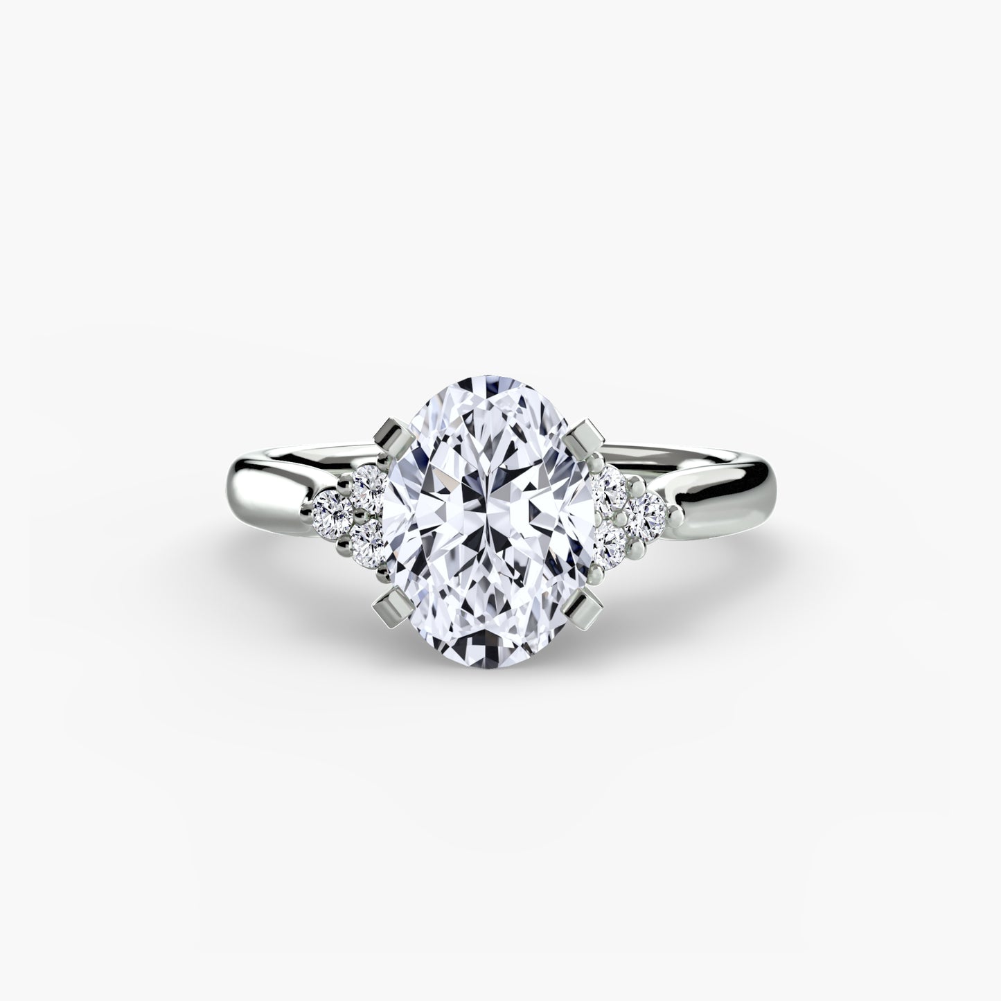 Solitaire Ring with Cluster Shoulders 0.50ct–3.00ct and 0.08ct Side Stones for Women in Wedding Style | Imperial Time