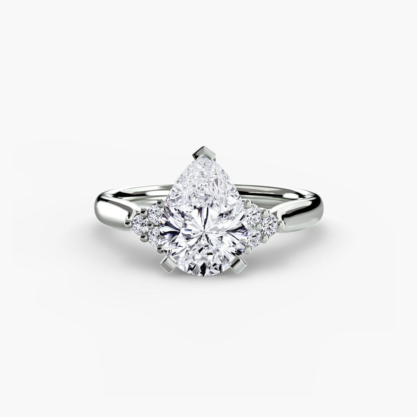 Solitaire Ring with Cluster Shoulders 0.50ct–3.00ct and 0.08ct Side Stones for Women in Wedding Style | Imperial Time