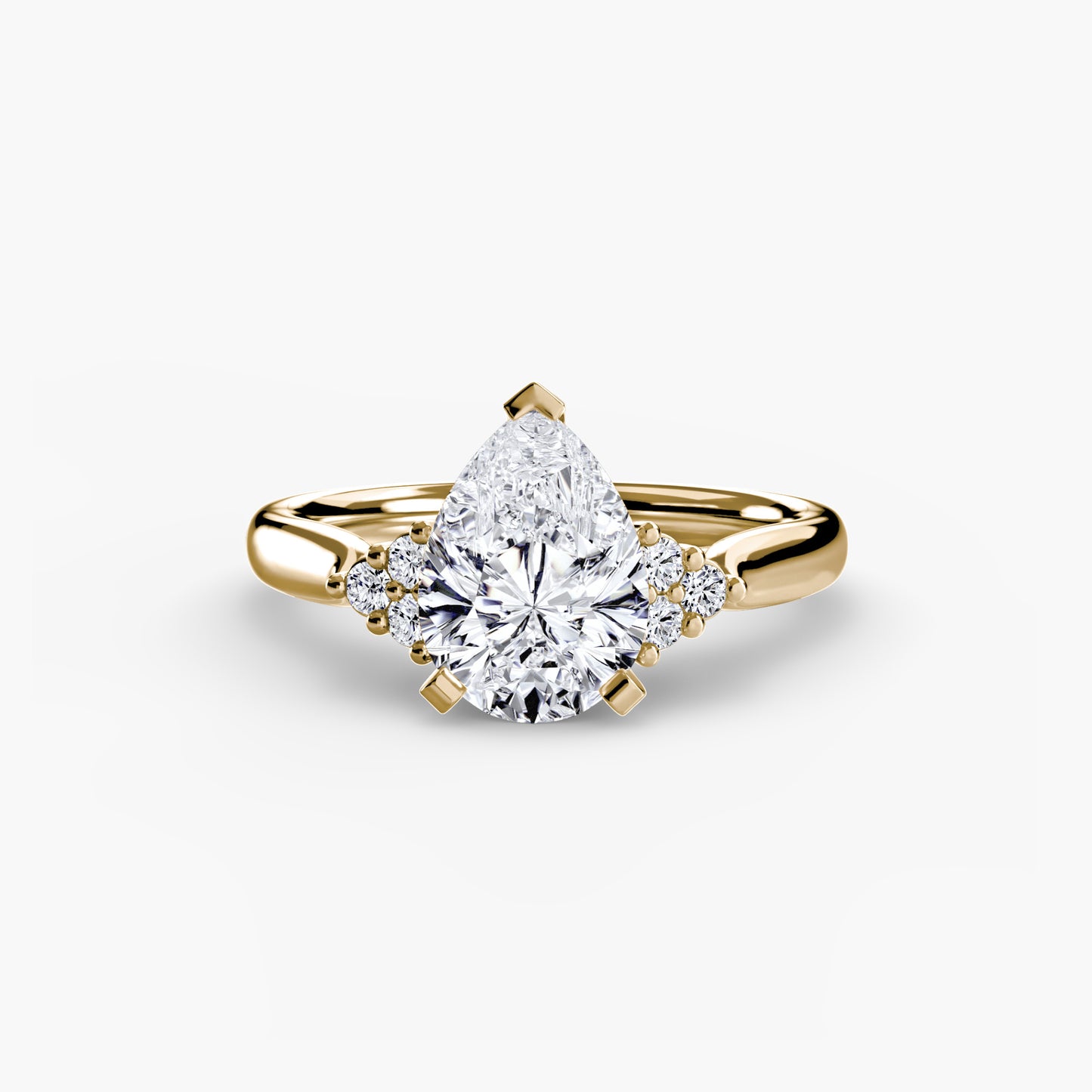 Solitaire Ring with Cluster Shoulders 0.50ct–3.00ct and 0.08ct Side Stones for Women in Wedding Style | Imperial Time