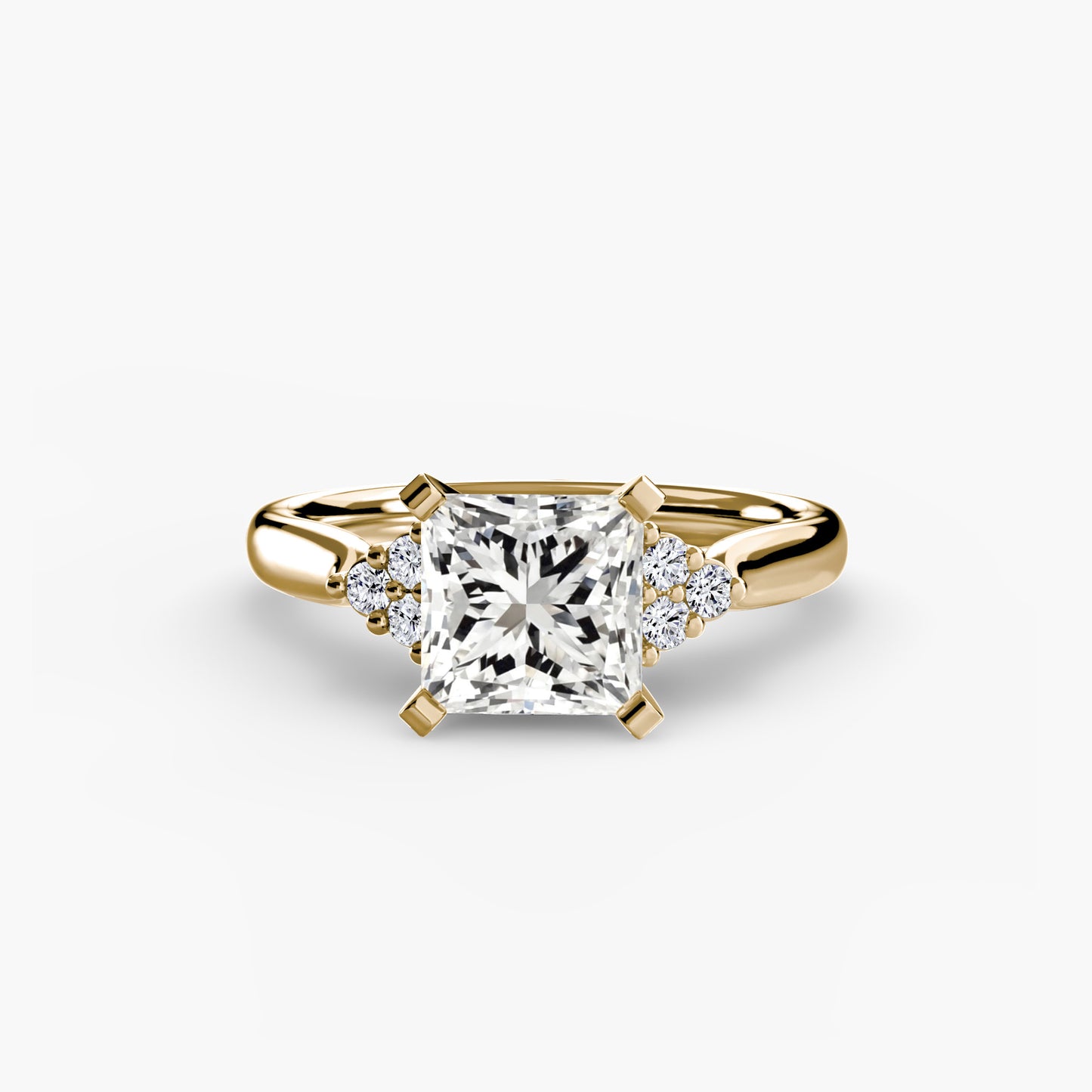 Solitaire Ring with Cluster Shoulders 0.50ct–3.00ct and 0.08ct Side Stones for Women in Wedding Style | Imperial Time