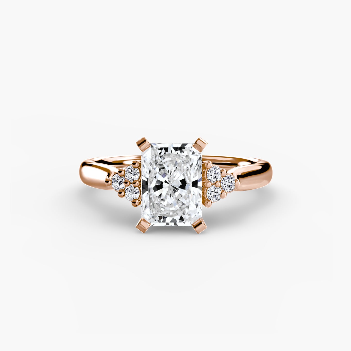Solitaire Ring with Cluster Shoulders 0.50ct–3.00ct and 0.08ct Side Stones for Women in Wedding Style | Imperial Time