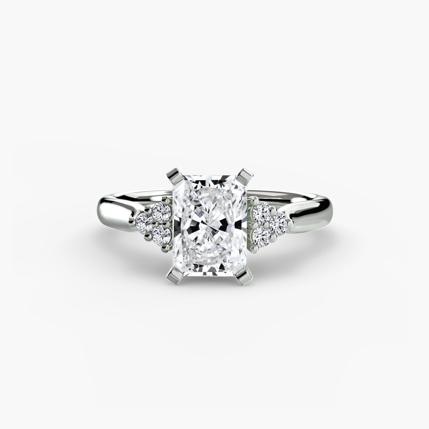 Solitaire Ring with Cluster Shoulders 0.50ct–3.00ct and 0.08ct Side Stones for Women in Wedding Style | Imperial Time