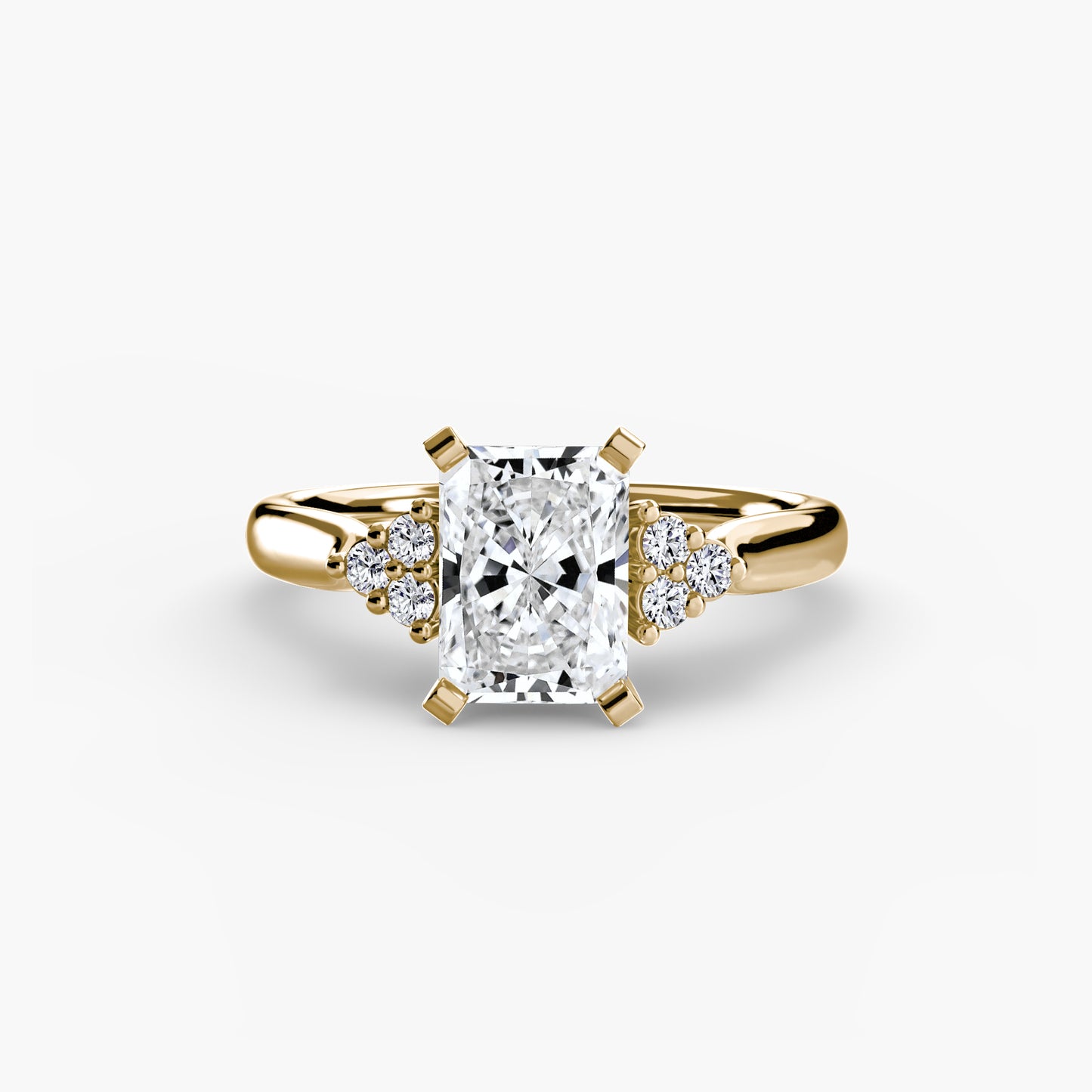 Solitaire Ring with Cluster Shoulders 0.50ct–3.00ct and 0.08ct Side Stones for Women in Wedding Style | Imperial Time