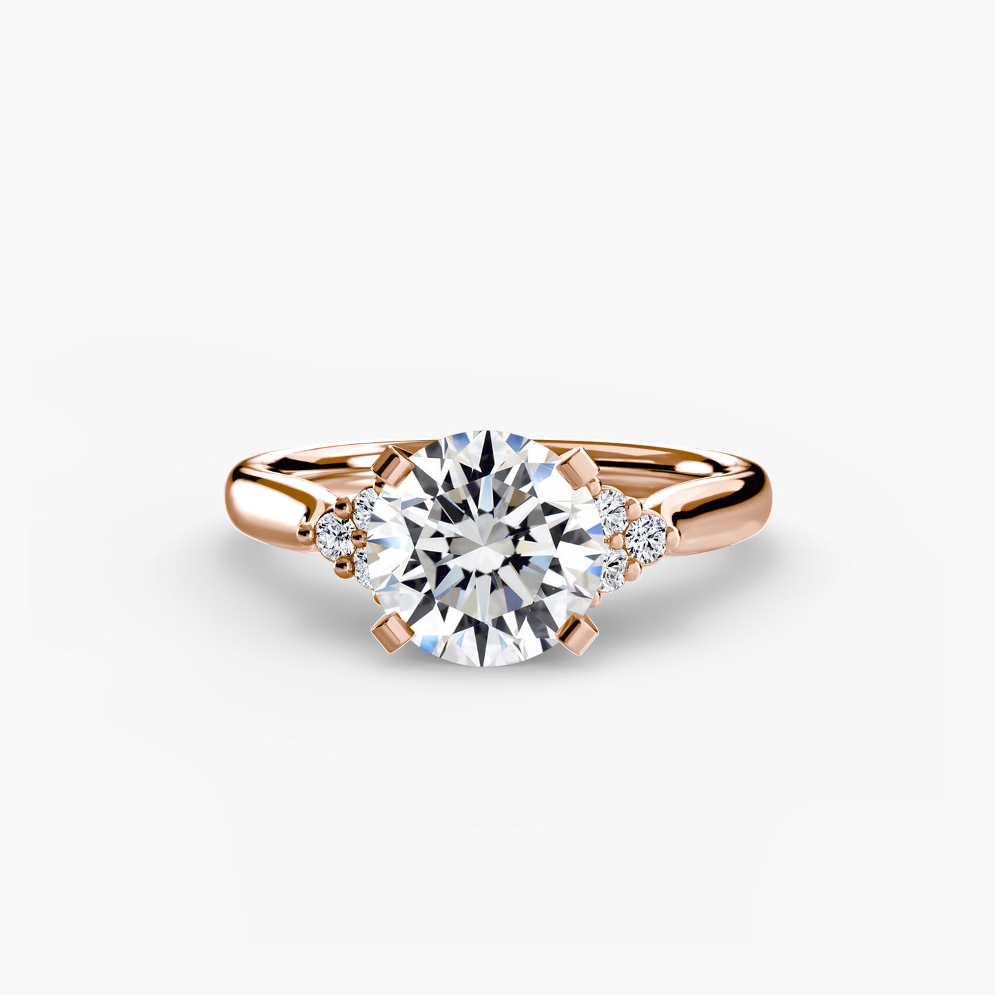 Solitaire Ring with Cluster Shoulders 0.50ct–3.00ct and 0.08ct Side Stones for Women in Wedding Style | Imperial Time