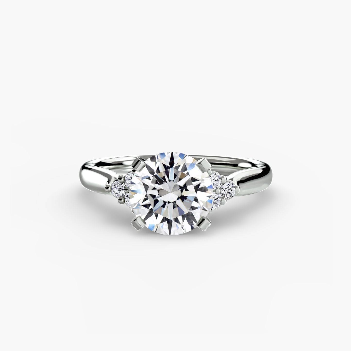 Solitaire Ring with Cluster Shoulders 0.50ct–3.00ct and 0.08ct Side Stones for Women in Wedding Style | Imperial Time