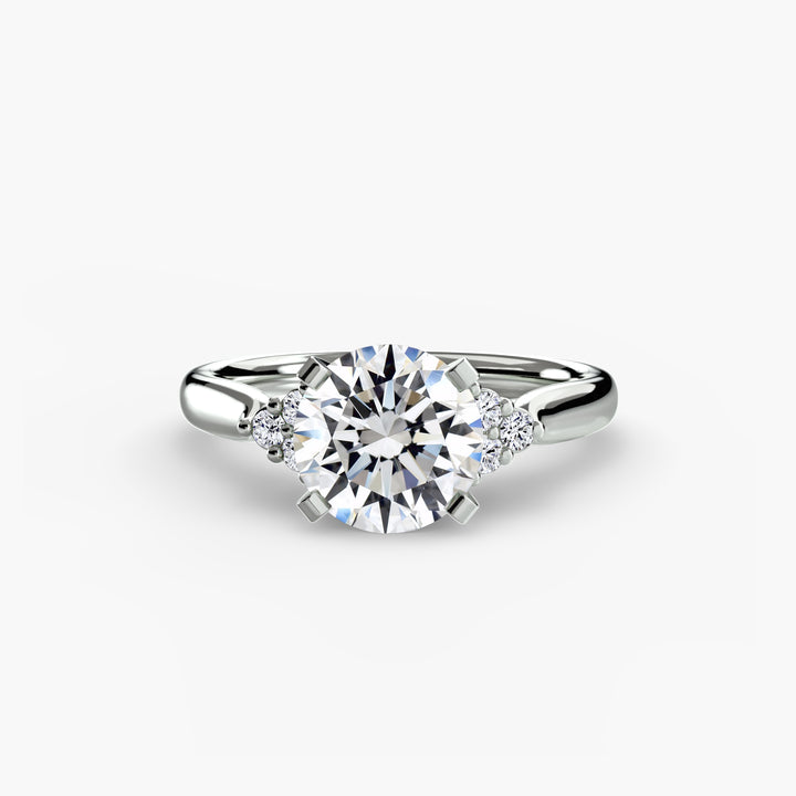 Solitaire Ring with Cluster Shoulders 0.50ct–3.00ct and 0.08ct Side Stones for Women in Wedding Style | Imperial Time