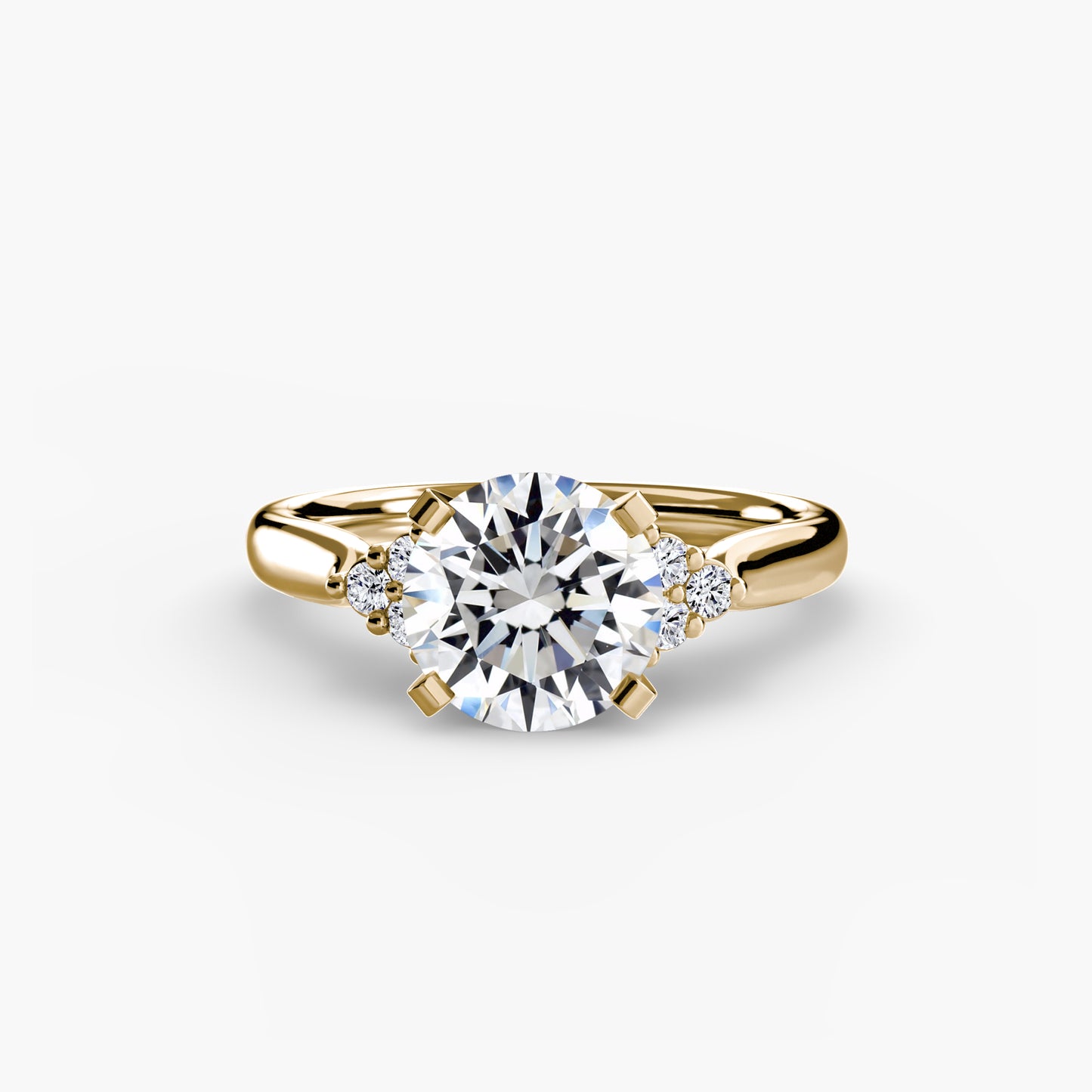 Solitaire Ring with Cluster Shoulders 0.50ct–3.00ct and 0.08ct Side Stones for Women in Wedding Style | Imperial Time