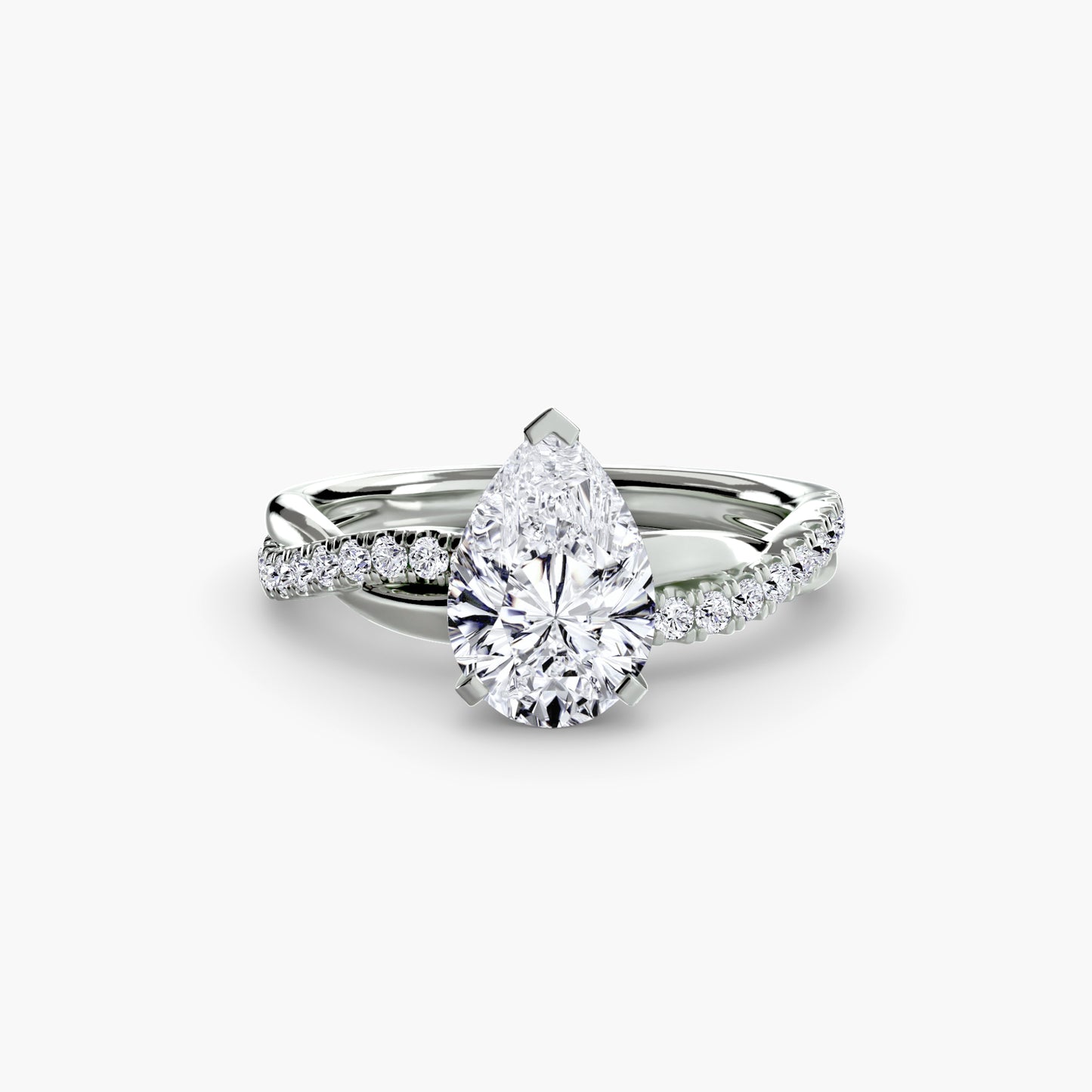 Emerald Twist Pavé Engagement Ring 0.50ct–3.00ct with 0.19ct Side Stones in Classic Wedding Style | Imperial Time
