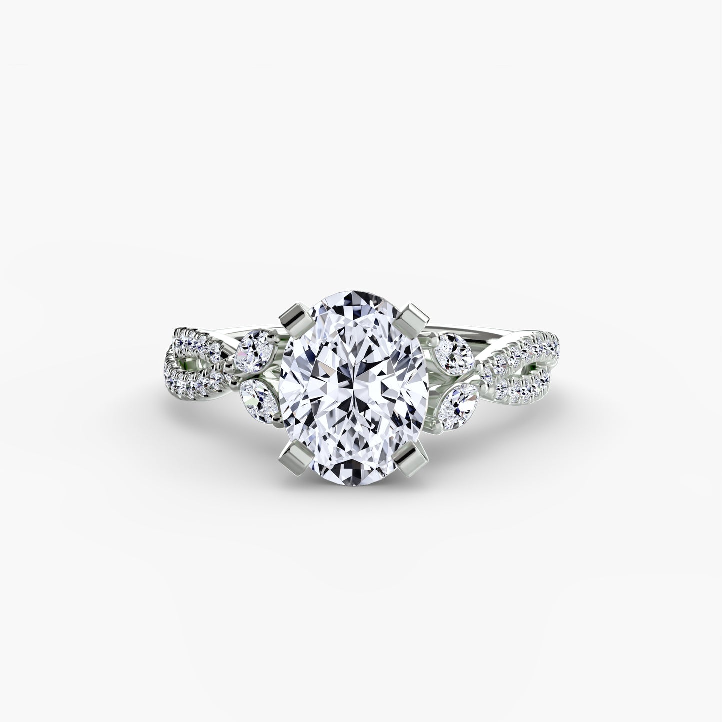 Twist Pavé Diamond-Band Engagement Ring 0.50ct–3.00ct with 0.35ct Side Stones for Women | Imperial Time UK Ltd