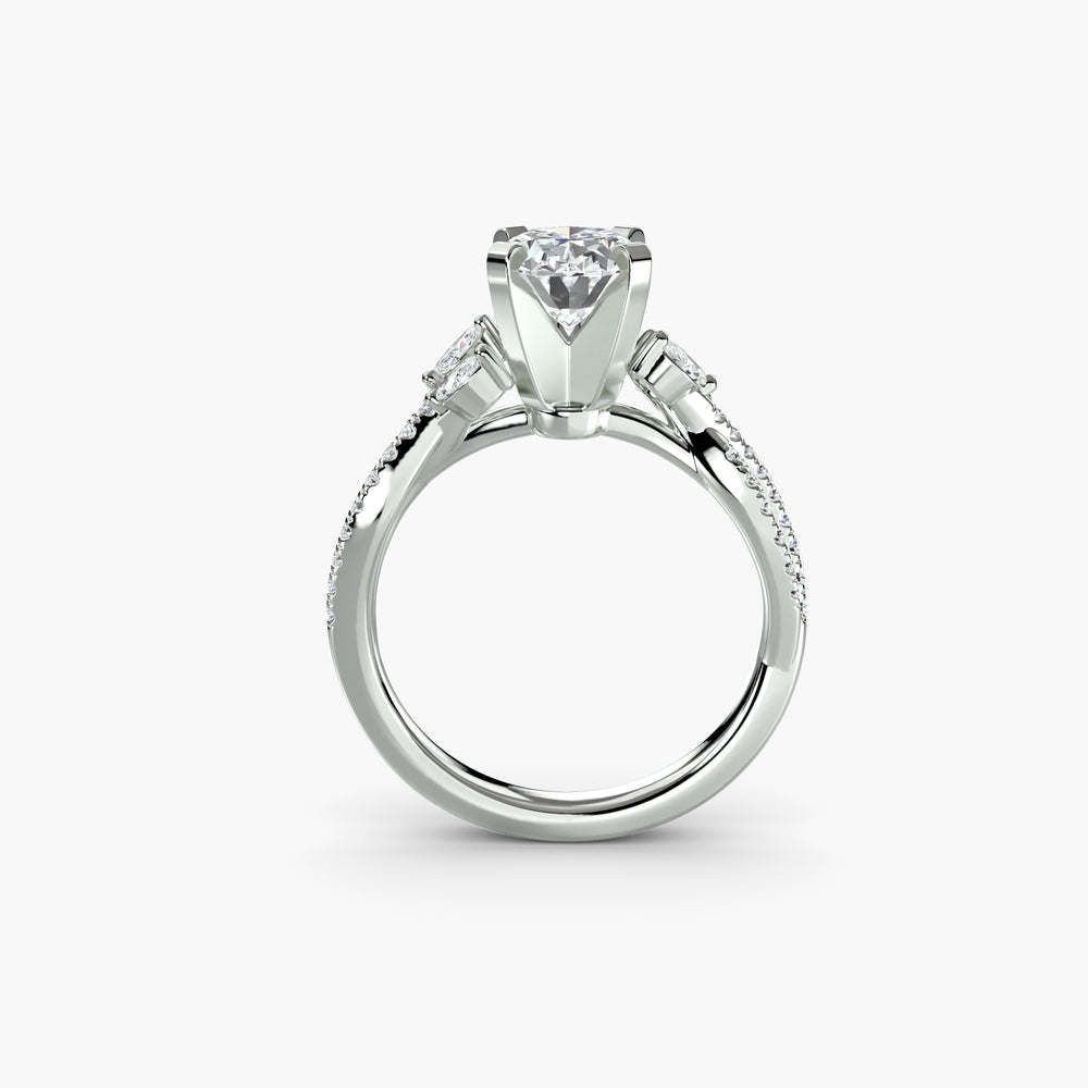 Anello di fidanzamento Twist Pavé con Diamanti da 0.50ct–3.00ct con pietre laterali da 0.35ct per Donna | Imperial Time UK Ltd