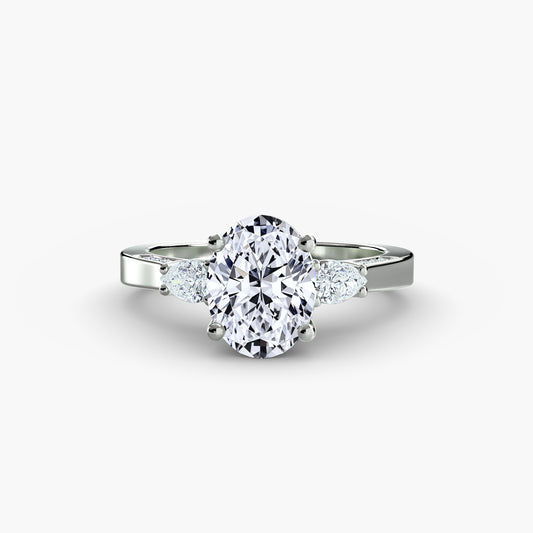 Three-Stone Pavé Shoulder Engagement Ring 0.50ct–3.00ct with 0.31ct Side Stones in Classic Wedding Style | Imperial Time