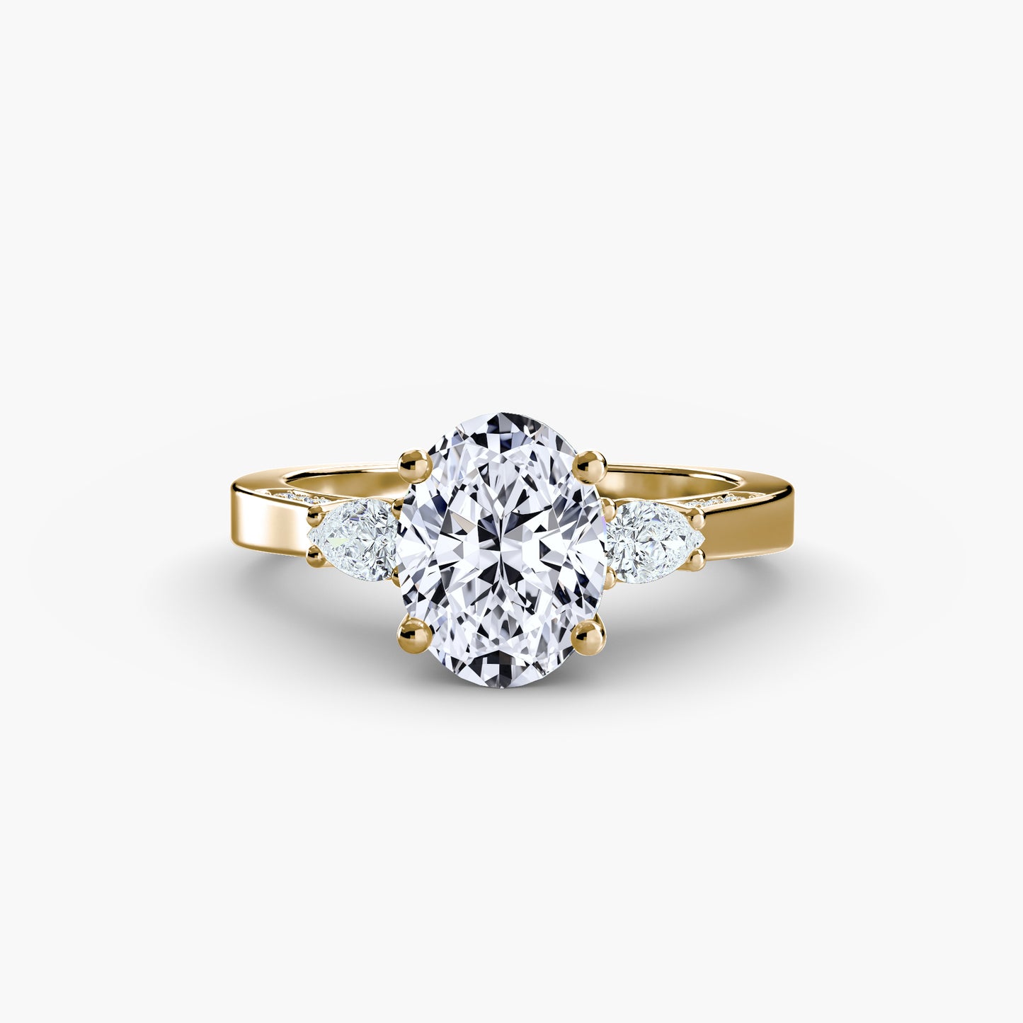 Three-Stone Pavé Shoulder Engagement Ring 0.50ct–3.00ct with 0.31ct Side Stones in Classic Wedding Style | Imperial Time