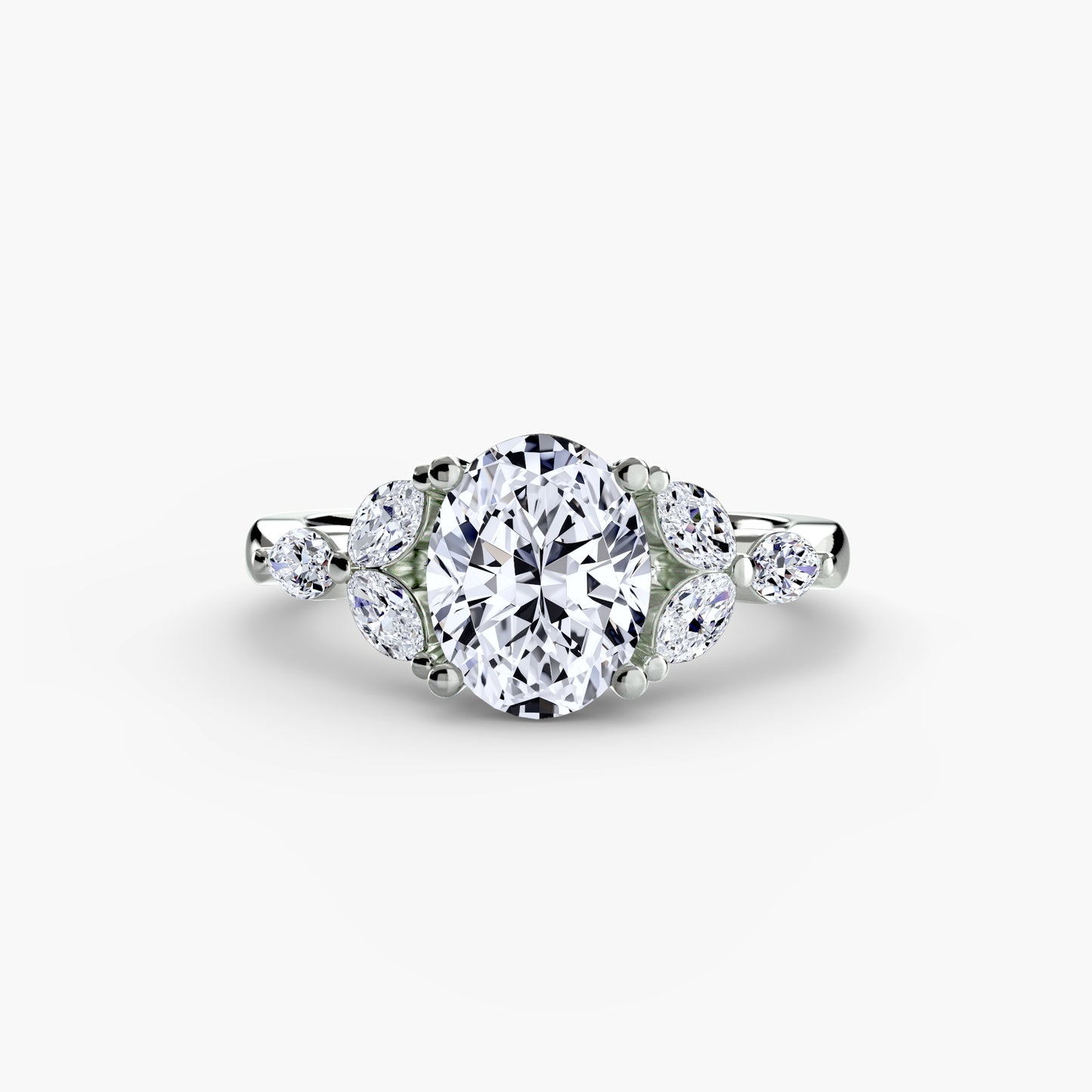 Shoulder Cluster Engagement Ring 0.50ct–3.00ct with 0.34ct Side Stones for Women | Imperial Time UK Ltd Wedding Style