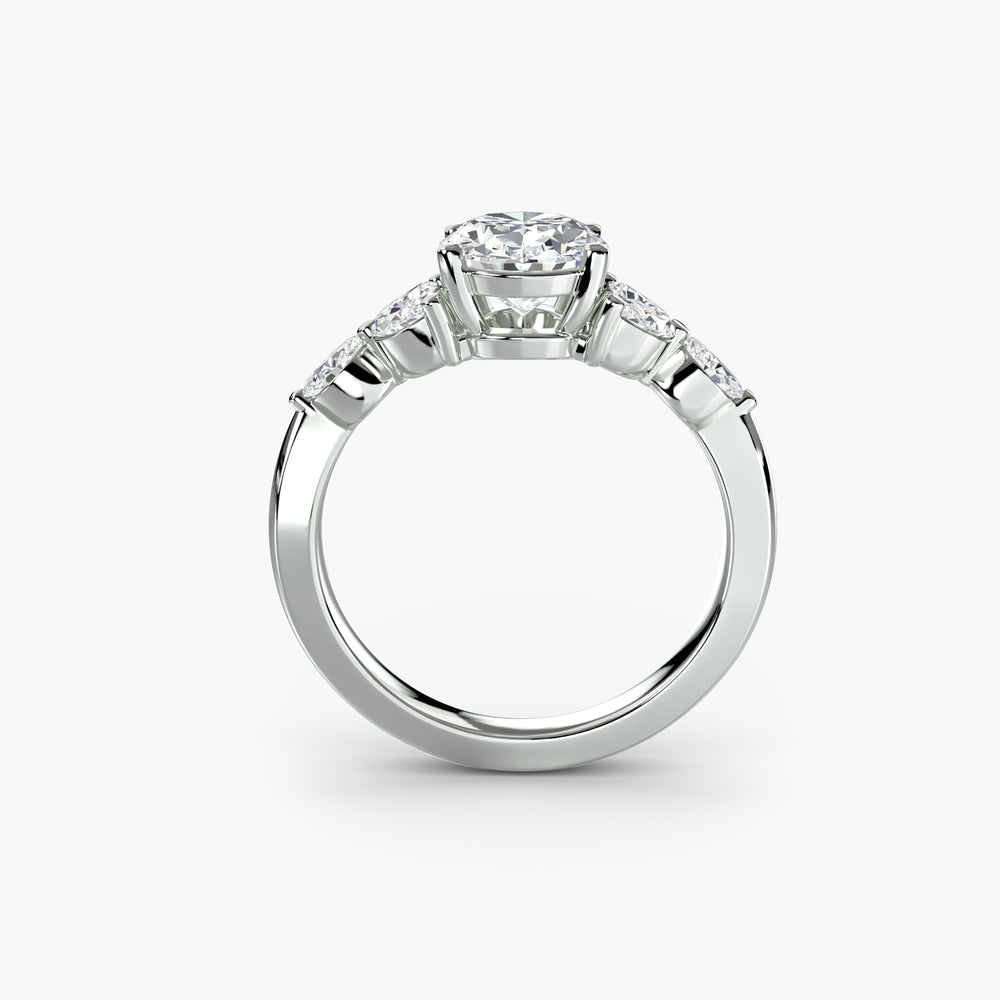 Anello di Fidanzamento a Grappolo Sulla Spalla 0,50ct–3,00ct con Pietre Laterali da 0,34ct per Donna | Stile Matrimonio di Imperial Time UK Ltd