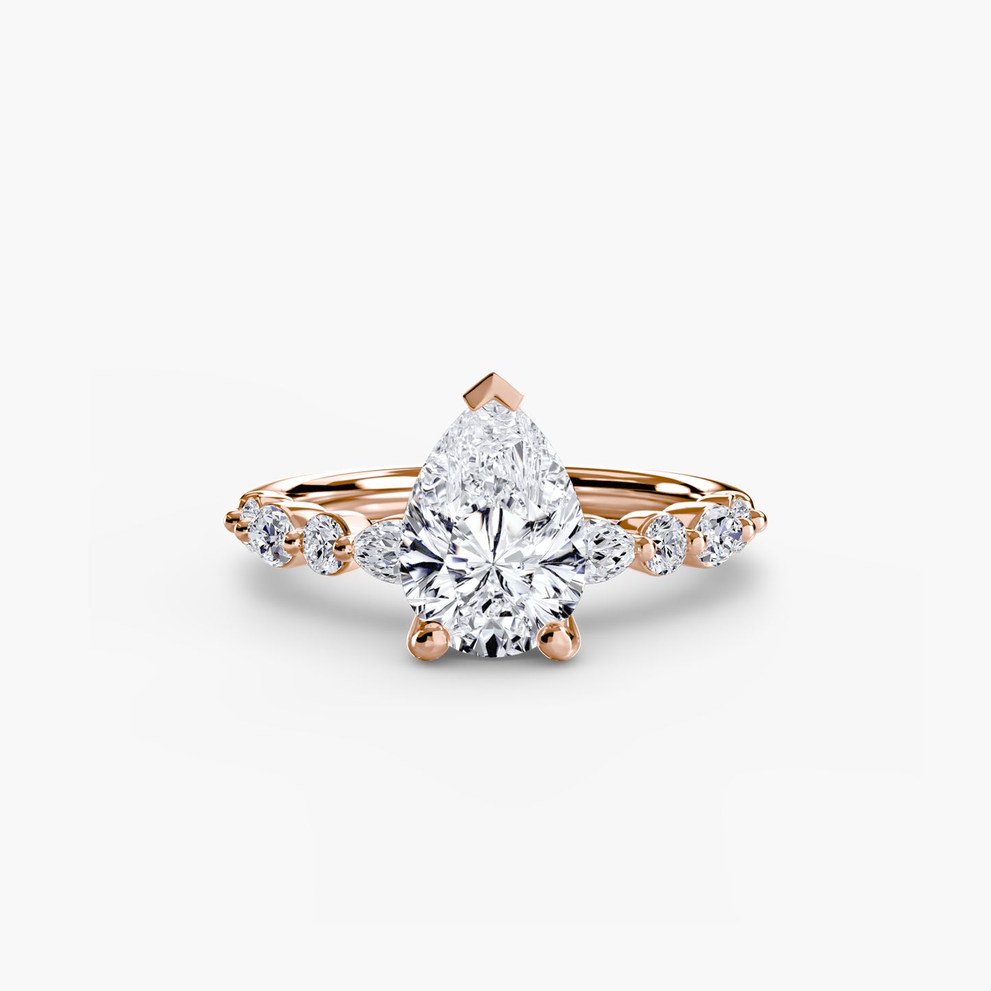 Solitaire Eternity Pavé Engagement Ring 0.50ct–3.00ct with 0.35ct Side Stones for Women | Imperial Time UK Ltd