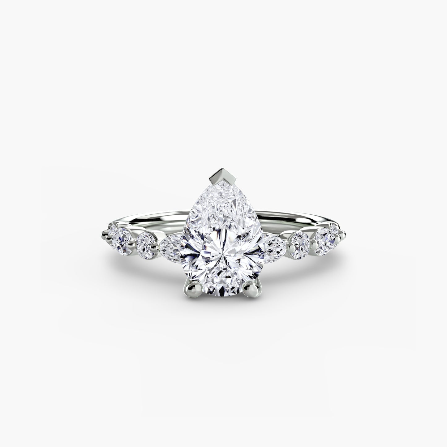 Solitaire Eternity Pavé Engagement Ring 0.50ct–3.00ct with 0.35ct Side Stones for Women | Imperial Time UK Ltd