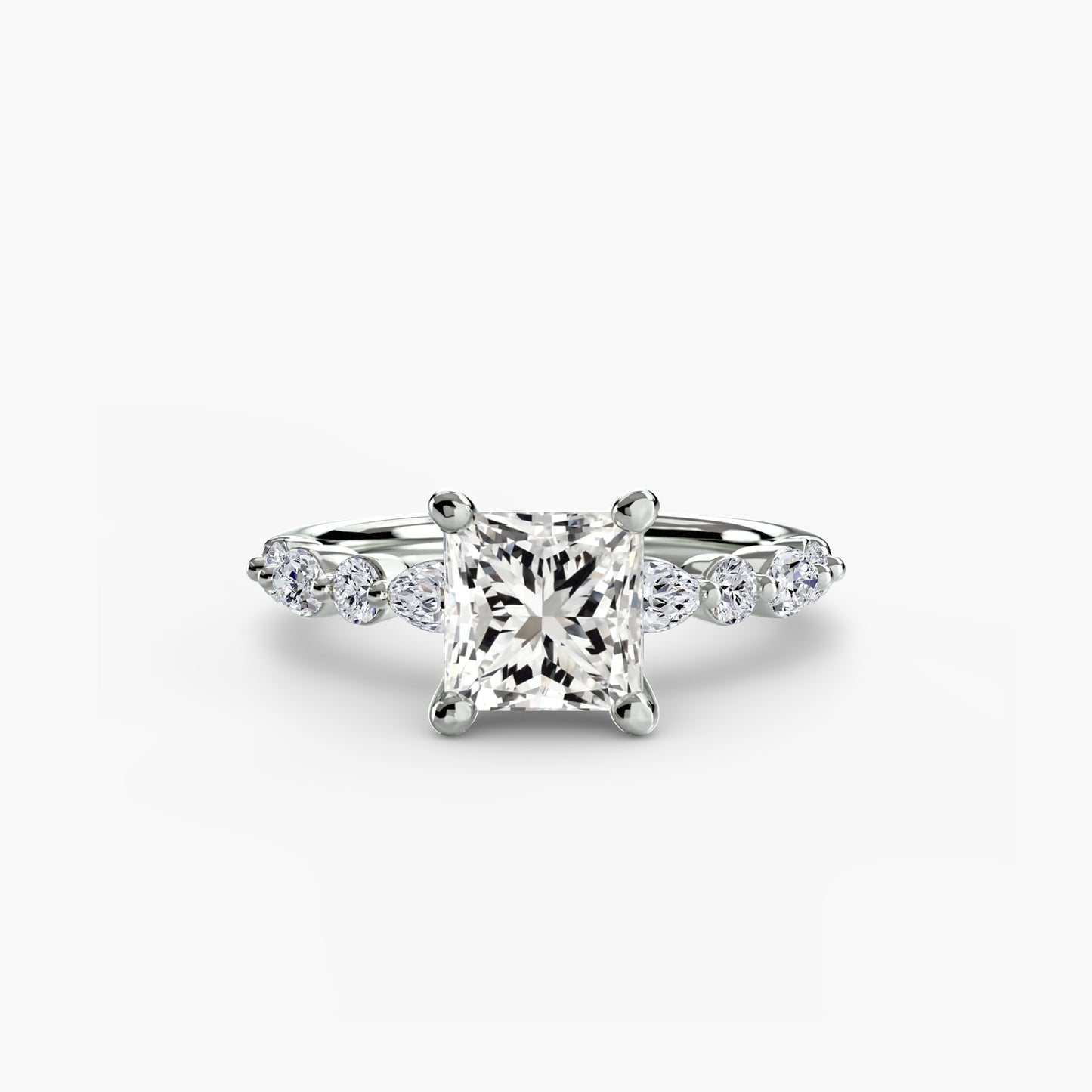 Solitaire Eternity Pavé Engagement Ring 0.50ct–3.00ct with 0.35ct Side Stones for Women | Imperial Time UK Ltd