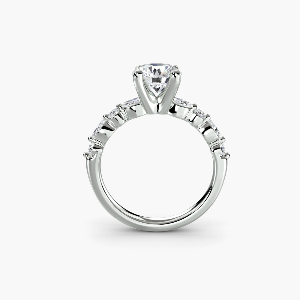 Anello di fidanzamento solitario Eternity Pavé 0,50ct–3,00ct con pietre laterali 0,35ct per donna | Imperial Time UK Ltd