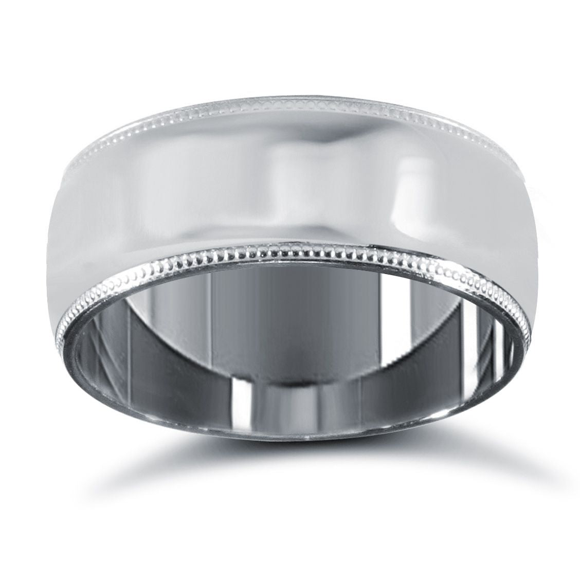 9ct White Gold Standard Weight Court Profile Mill Grain Wedding Ring