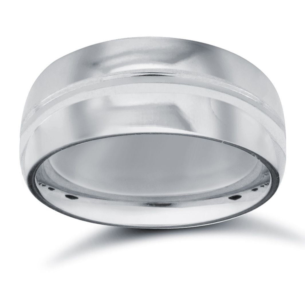 Palladium Standard Weight Court Profile Centre Groove Wedding Ring