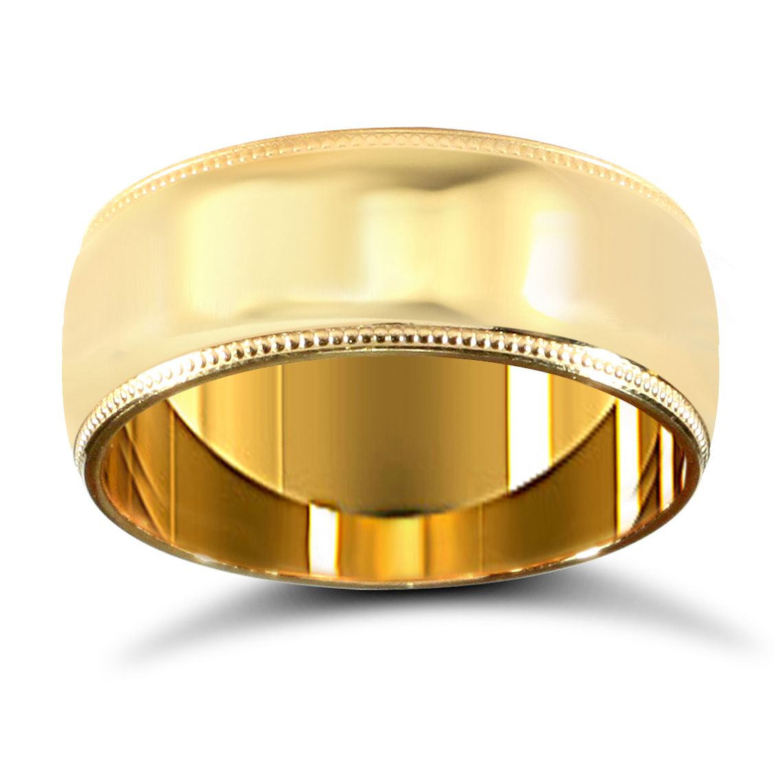 18ct Yellow Gold Standard Weight D-Shape Profile Mill Grain Wedding Ring
