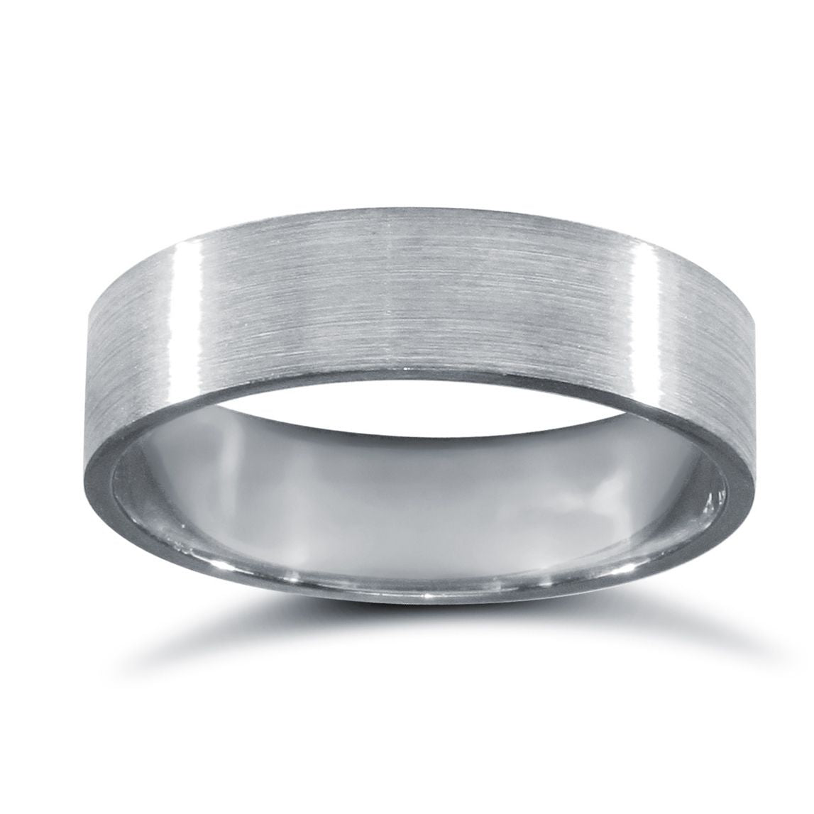 18ct White Gold Standard Weight Flat Profile Satin Wedding Ring