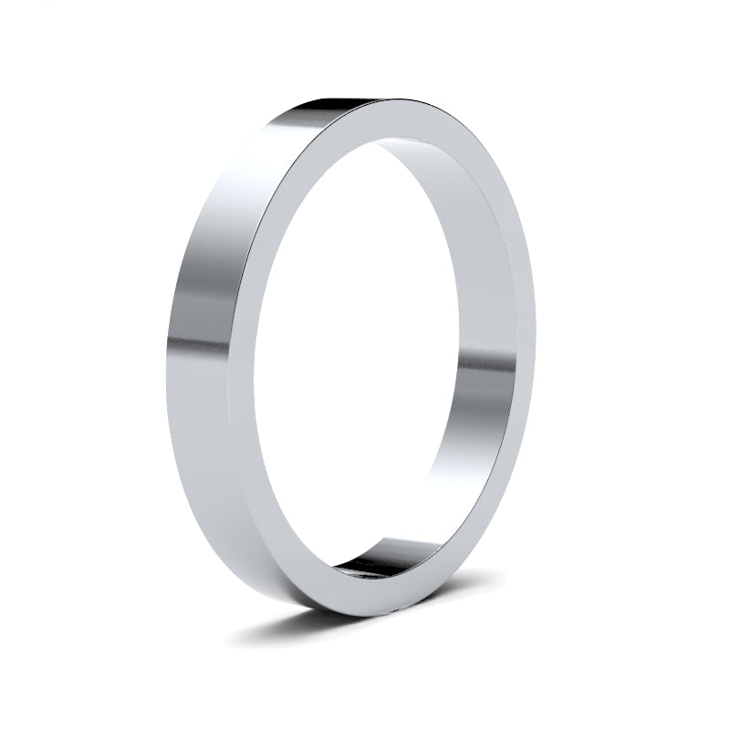 Platinum Standard Weight Flat Profile Mirror Finish Wedding Ring