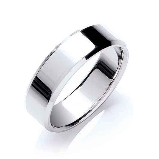 7mm Flat Court Bevelled Edge Wedding Band - luxury watches London - Kensington  jeweller | Imperial Time UK Ltd, Kensington
