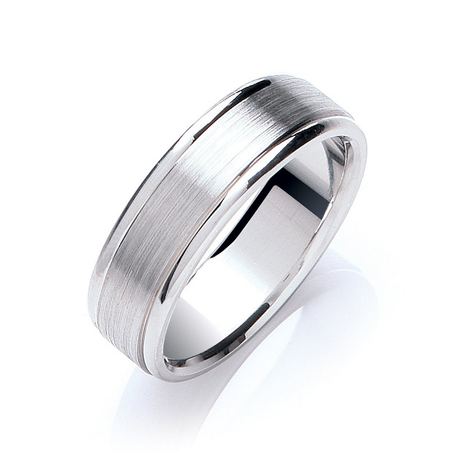 7mm Flat Court Track Edge Matt Wedding Band - luxury watches London - Kensington  jeweller | Imperial Time UK Ltd, Kensington
